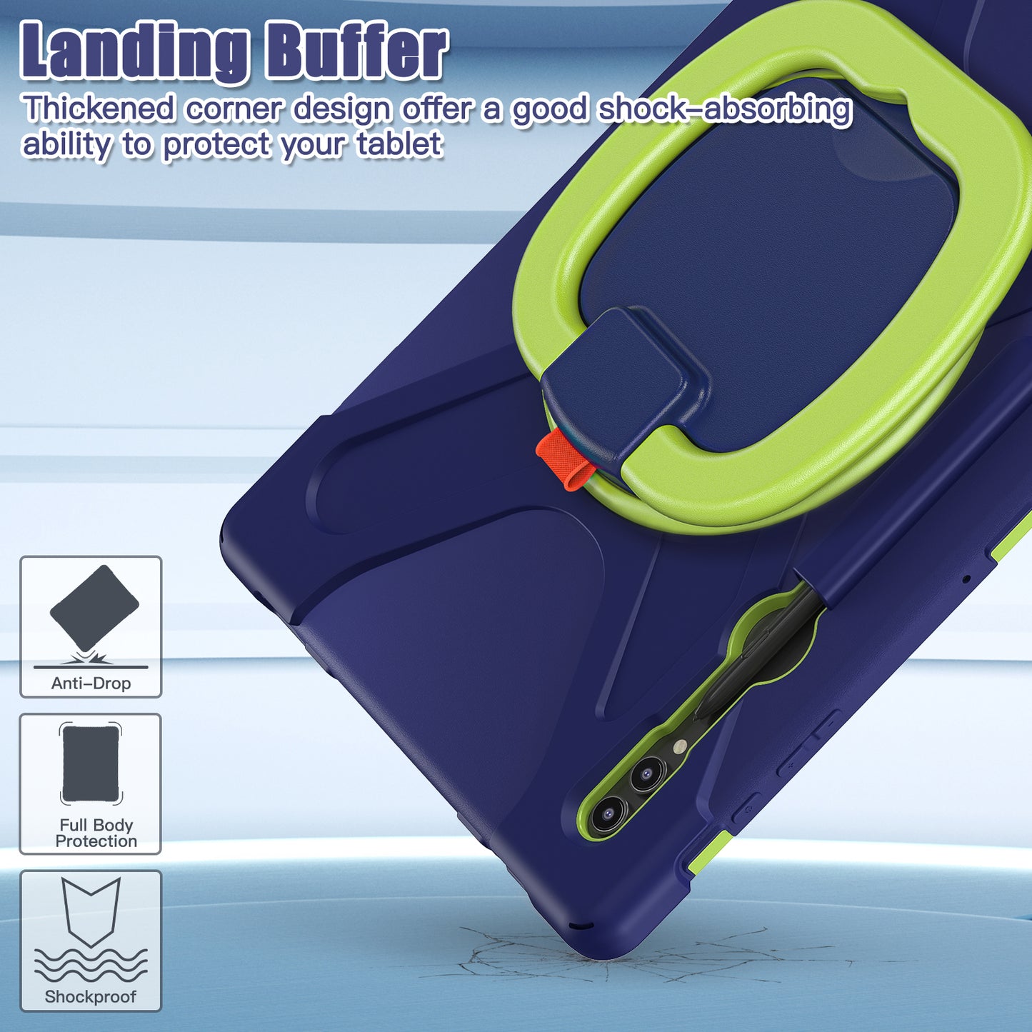 For Samsung Galaxy Tab S9 Ultra X910 / S8 Ultra X900 / X906 PC+ Silicone Tablet Case Drop-proof Rotating Kickstand Cover