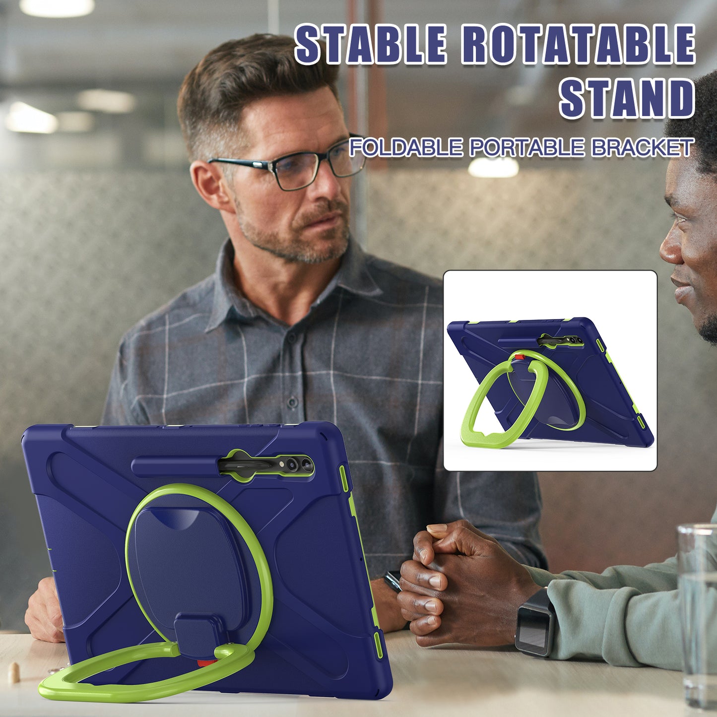 For Samsung Galaxy Tab S9 Ultra X910 / S8 Ultra X900 / X906 PC+ Silicone Tablet Case Drop-proof Rotating Kickstand Cover