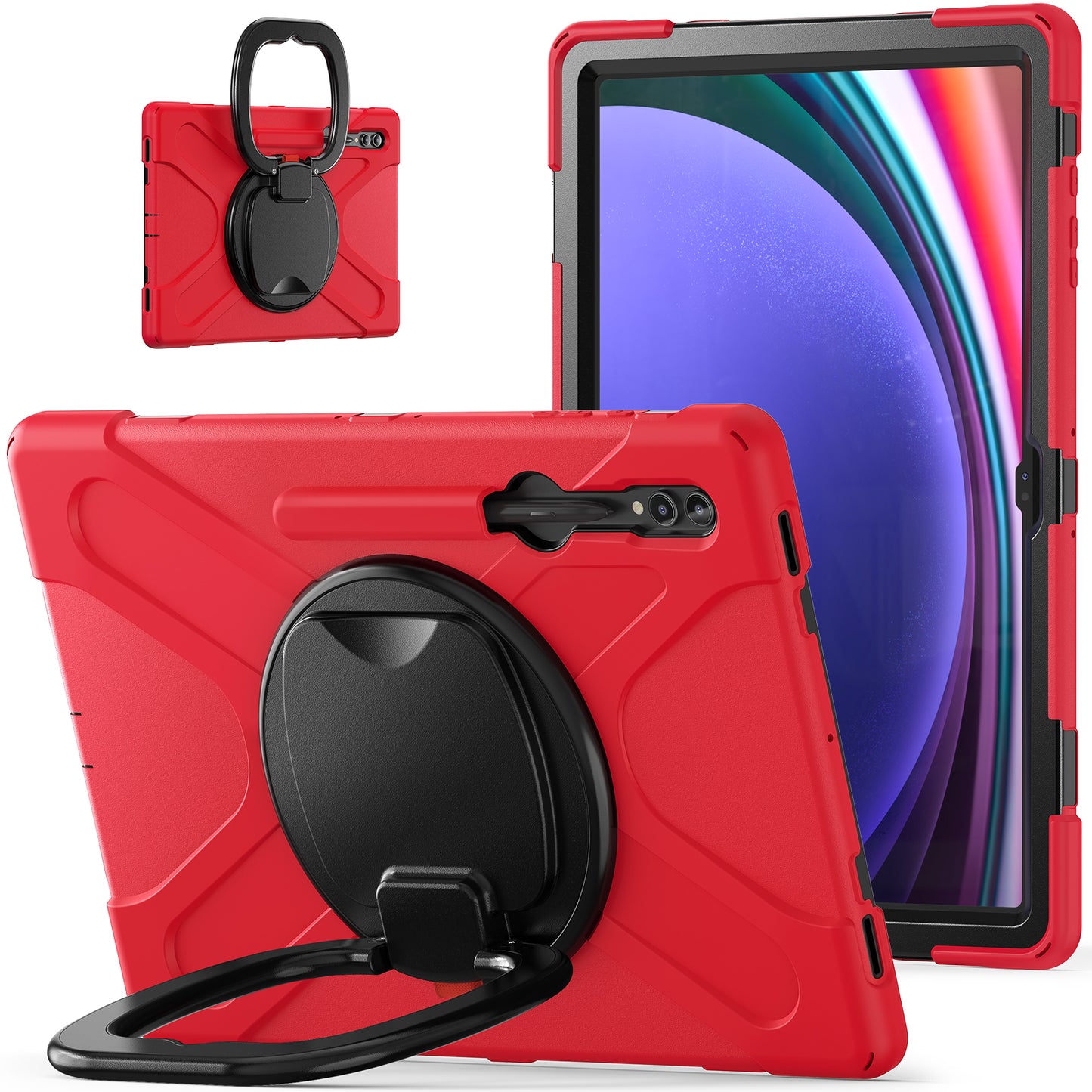 For Samsung Galaxy Tab S9 Ultra X910 / S8 Ultra X900 / X906 PC+ Silicone Tablet Case Drop-proof Rotating Kickstand Cover