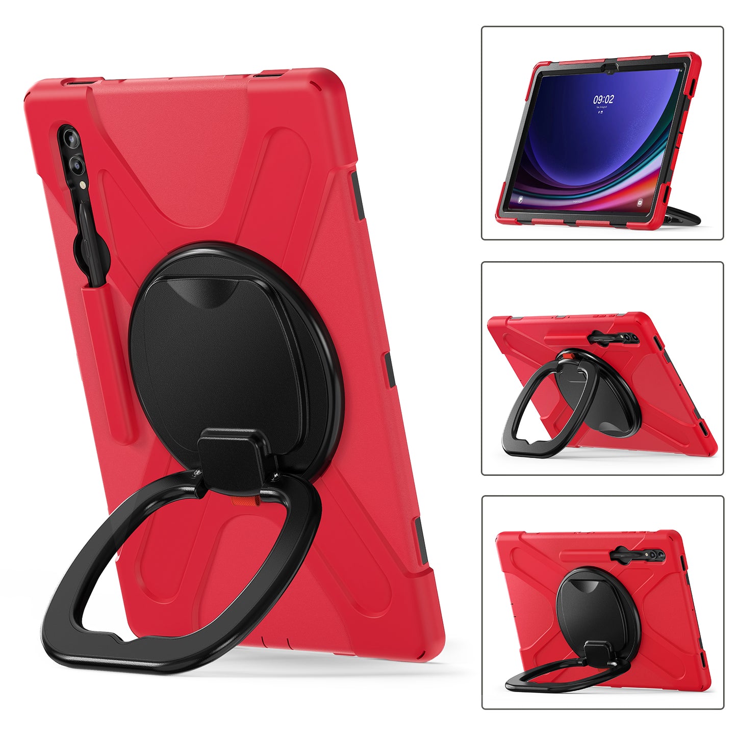 For Samsung Galaxy Tab S9 Ultra X910 / S8 Ultra X900 / X906 PC+ Silicone Tablet Case Drop-proof Rotating Kickstand Cover