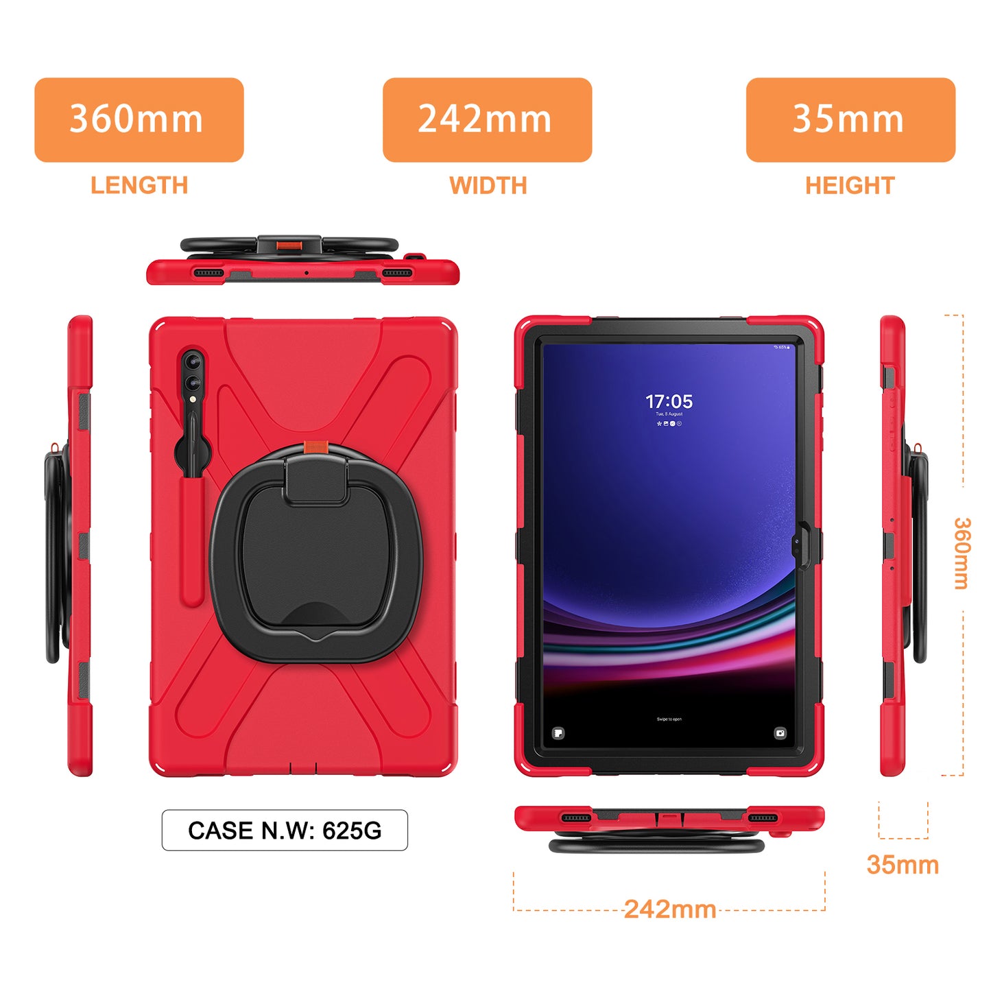 For Samsung Galaxy Tab S9 Ultra X910 / S8 Ultra X900 / X906 PC+ Silicone Tablet Case Drop-proof Rotating Kickstand Cover