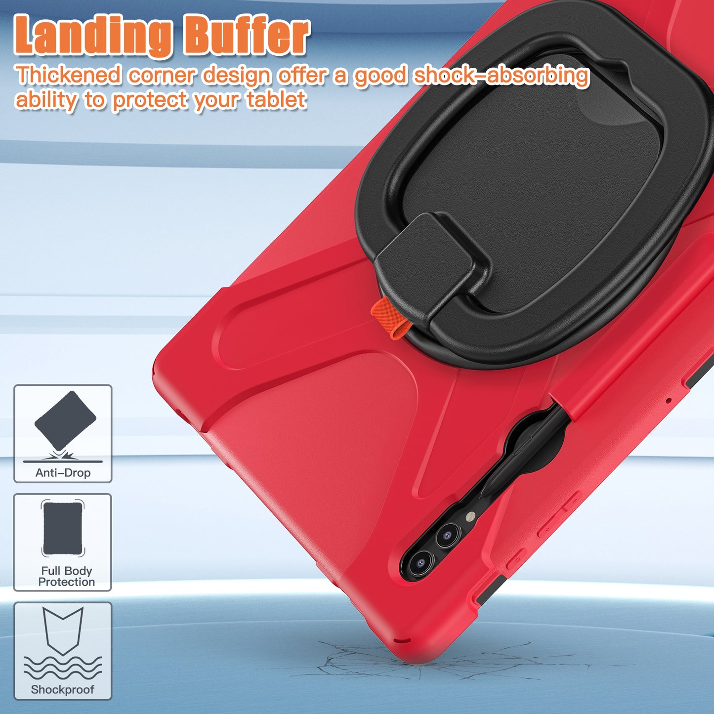 For Samsung Galaxy Tab S9 Ultra X910 / S8 Ultra X900 / X906 PC+ Silicone Tablet Case Drop-proof Rotating Kickstand Cover