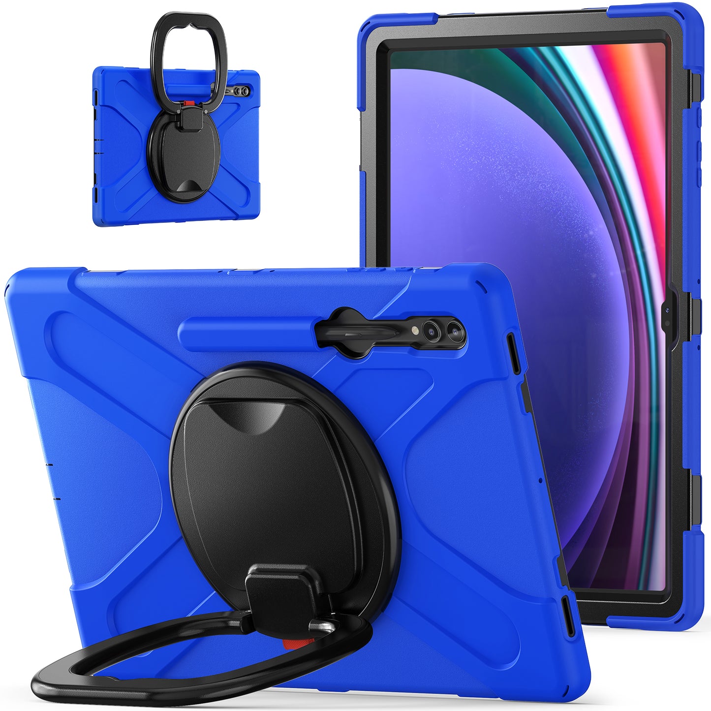 For Samsung Galaxy Tab S9 Ultra X910 / S8 Ultra X900 / X906 PC+ Silicone Tablet Case Drop-proof Rotating Kickstand Cover