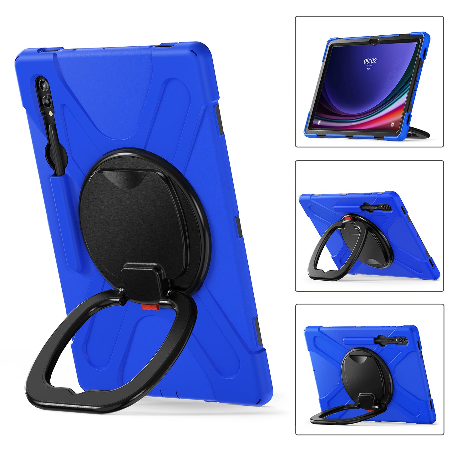 For Samsung Galaxy Tab S9 Ultra X910 / S8 Ultra X900 / X906 PC+ Silicone Tablet Case Drop-proof Rotating Kickstand Cover