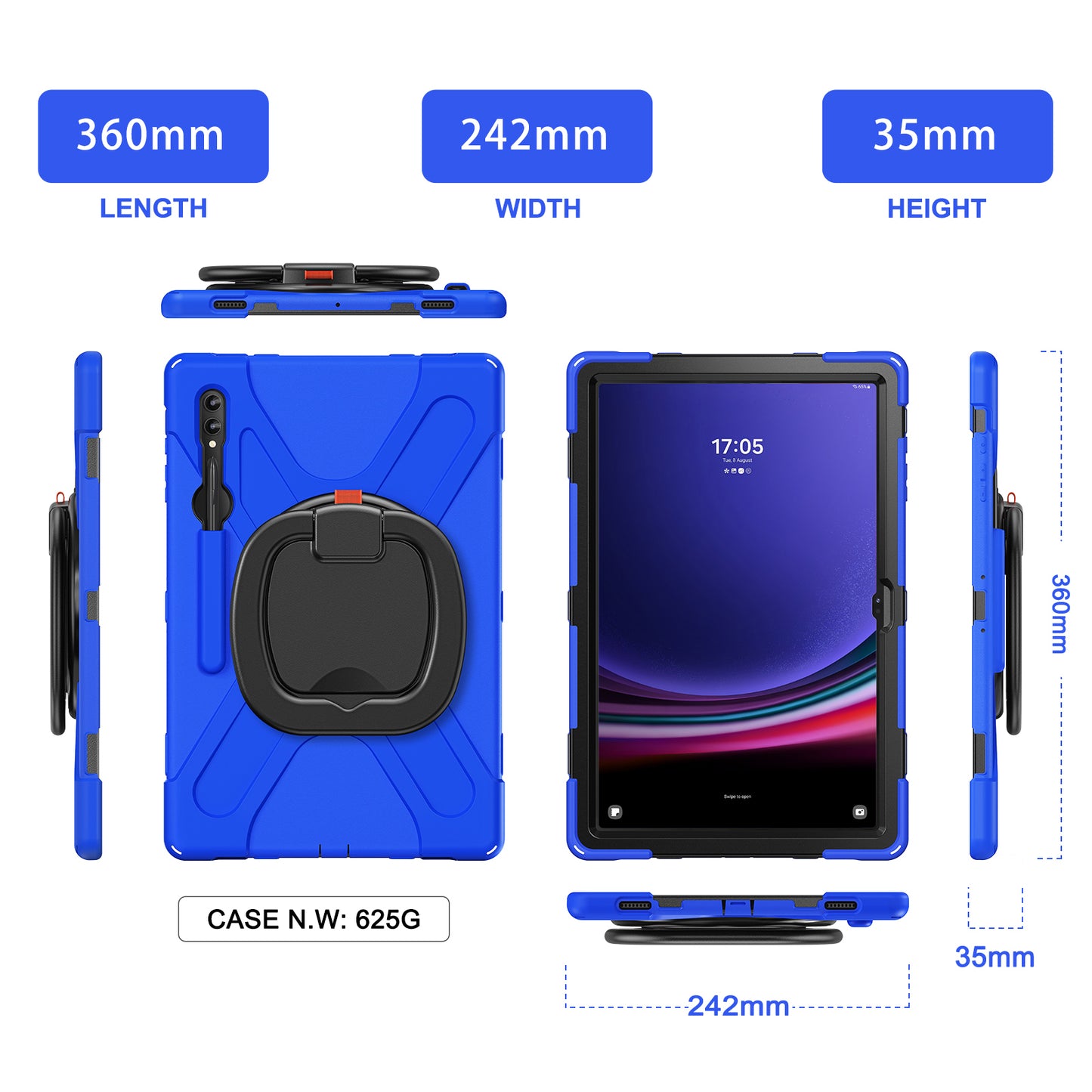 For Samsung Galaxy Tab S9 Ultra X910 / S8 Ultra X900 / X906 PC+ Silicone Tablet Case Drop-proof Rotating Kickstand Cover