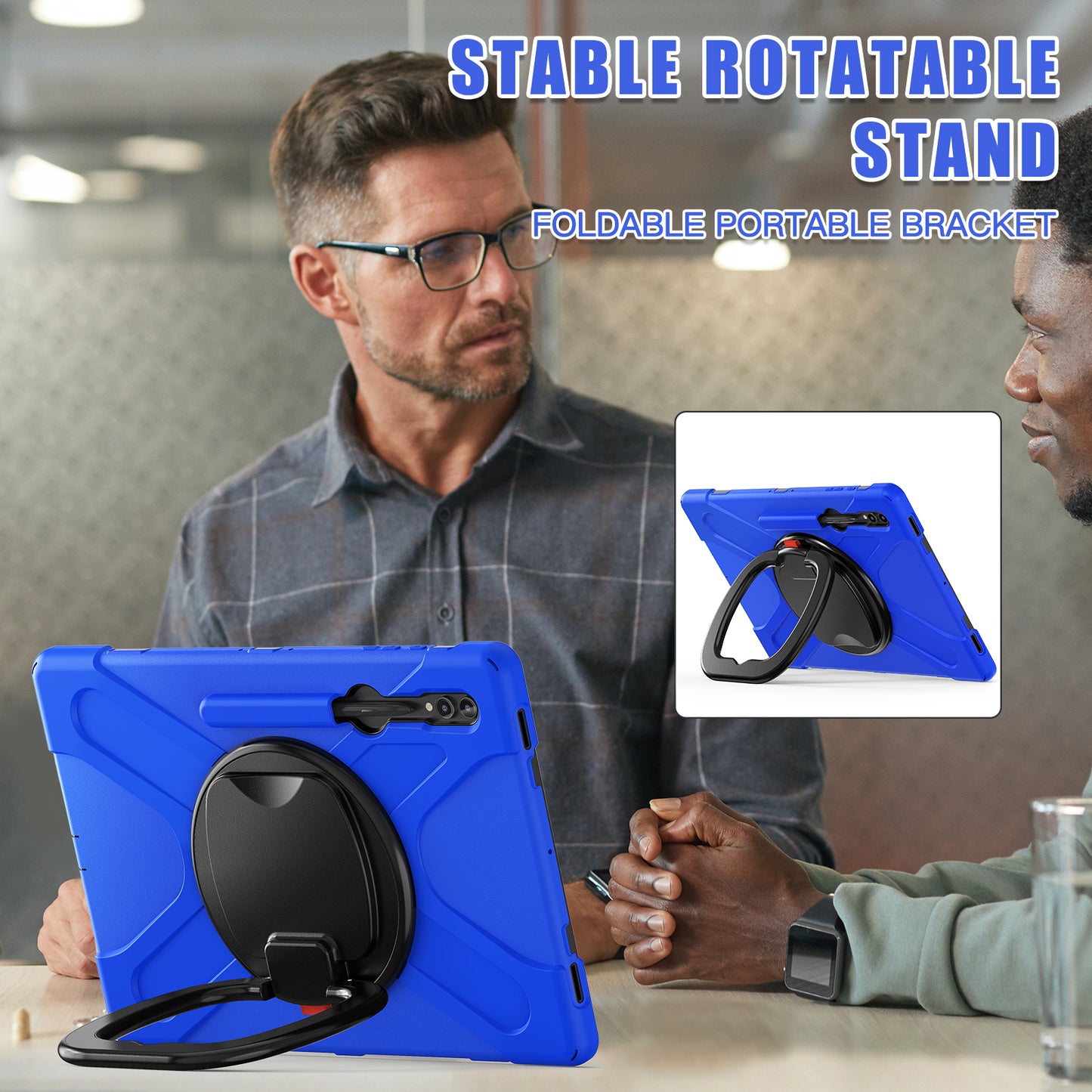For Samsung Galaxy Tab S9 Ultra X910 / S8 Ultra X900 / X906 PC+ Silicone Tablet Case Drop-proof Rotating Kickstand Cover