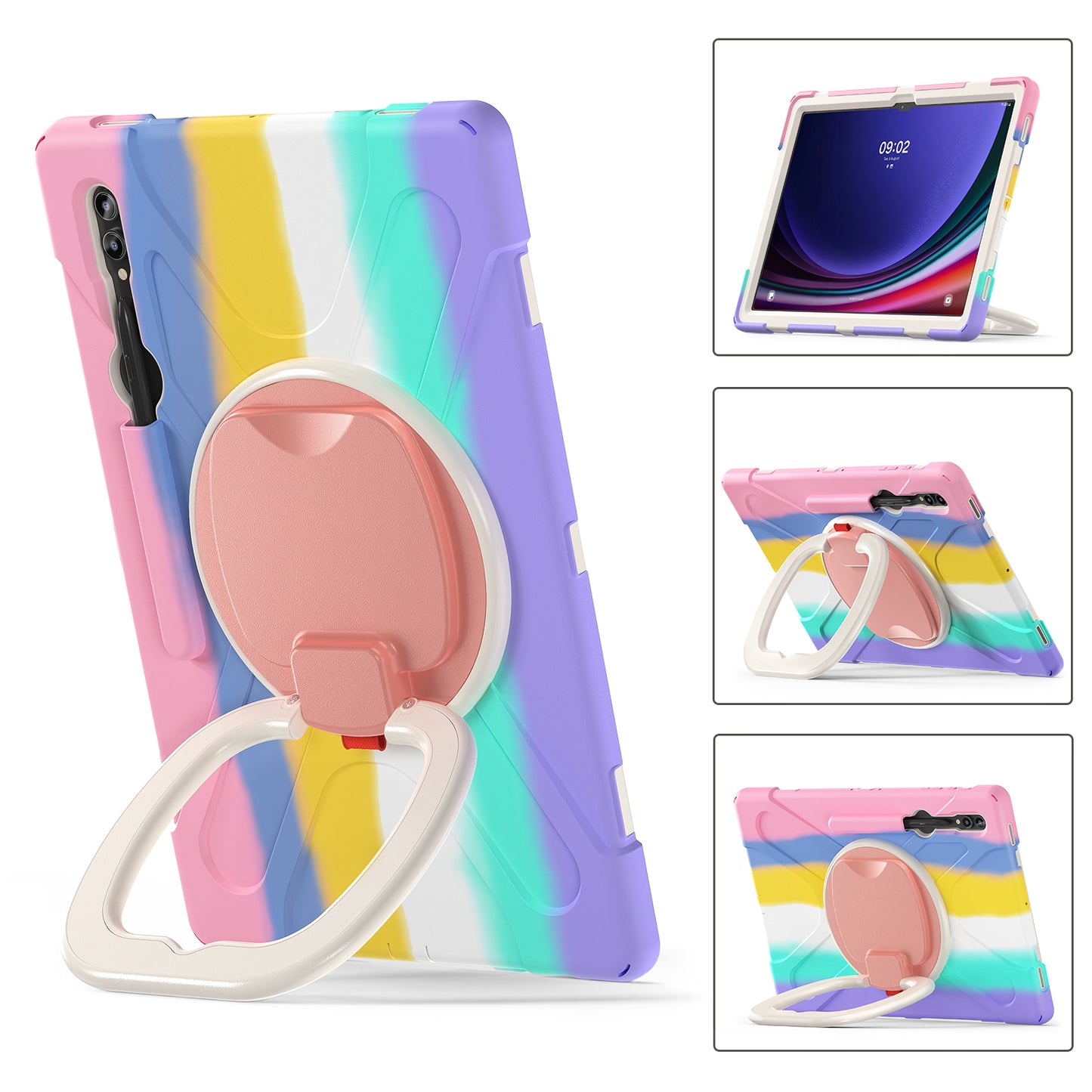 For Samsung Galaxy Tab S9 Ultra X910 / S8 Ultra X900 / X906 PC+ Silicone Tablet Case Drop-proof Rotating Kickstand Cover