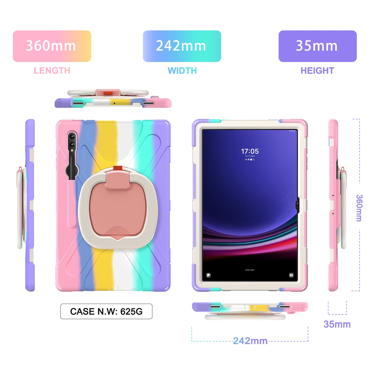 For Samsung Galaxy Tab S9 Ultra X910 / S8 Ultra X900 / X906 PC+ Silicone Tablet Case Drop-proof Rotating Kickstand Cover
