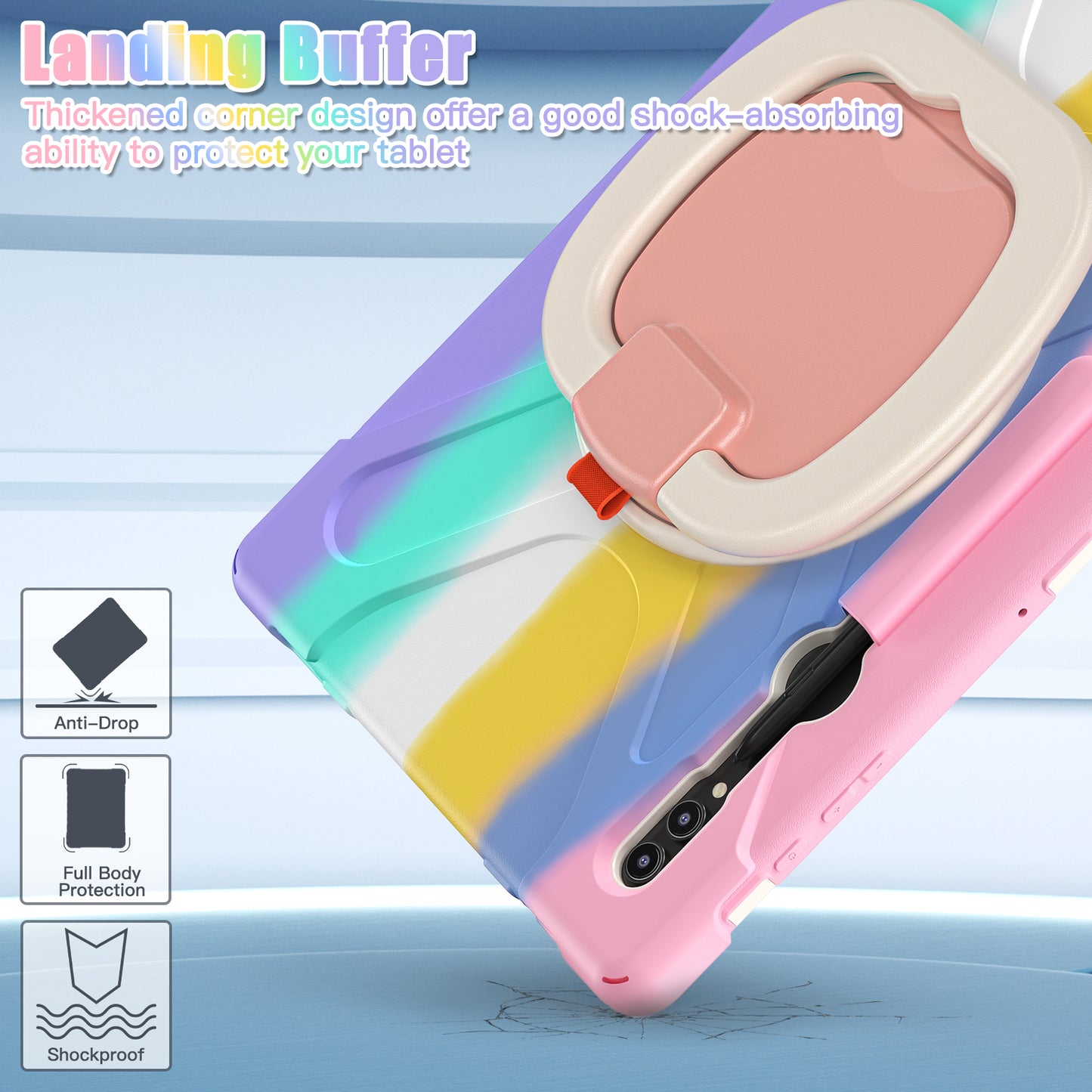 For Samsung Galaxy Tab S9 Ultra X910 / S8 Ultra X900 / X906 PC+ Silicone Tablet Case Drop-proof Rotating Kickstand Cover