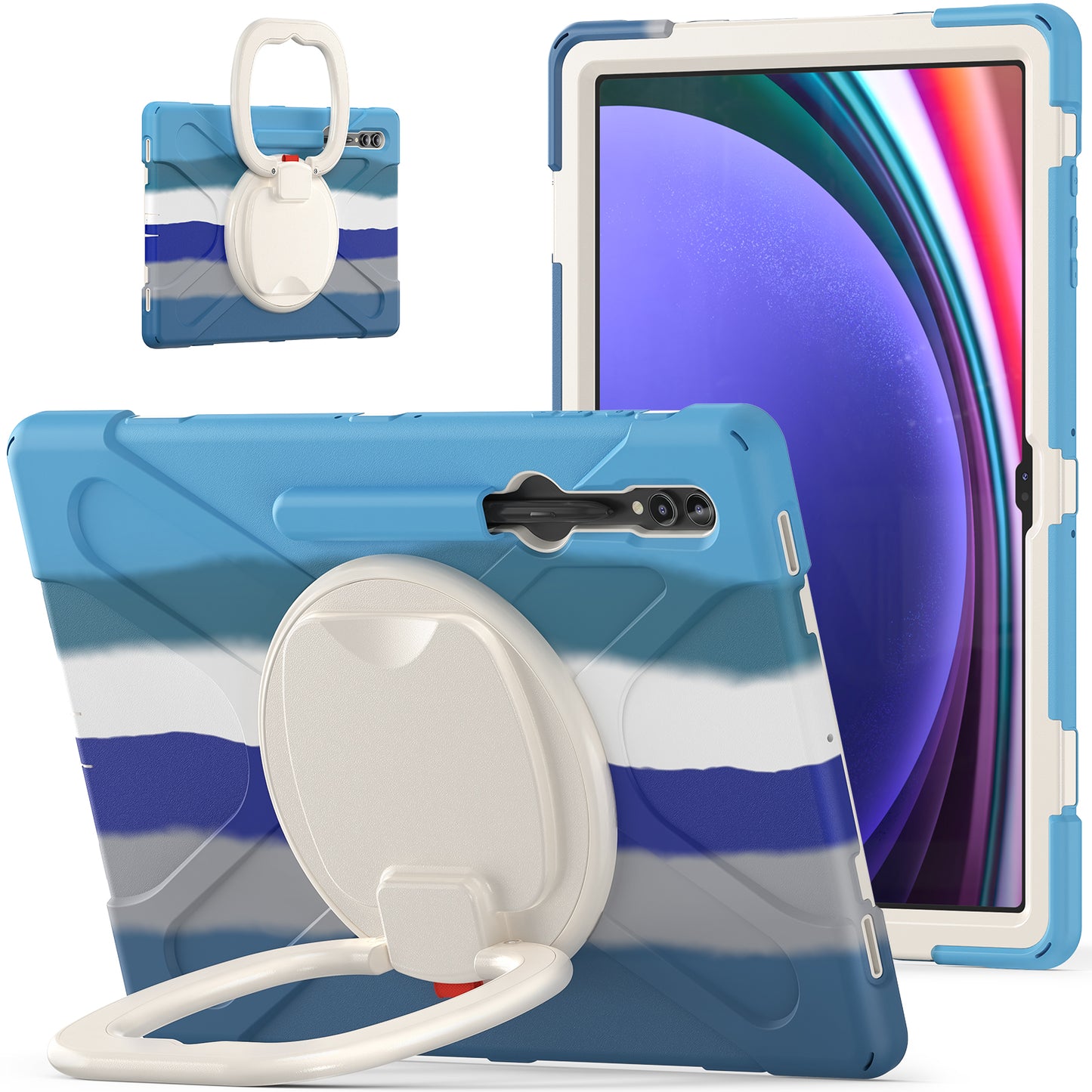 For Samsung Galaxy Tab S9 Ultra X910 / S8 Ultra X900 / X906 PC+ Silicone Tablet Case Drop-proof Rotating Kickstand Cover