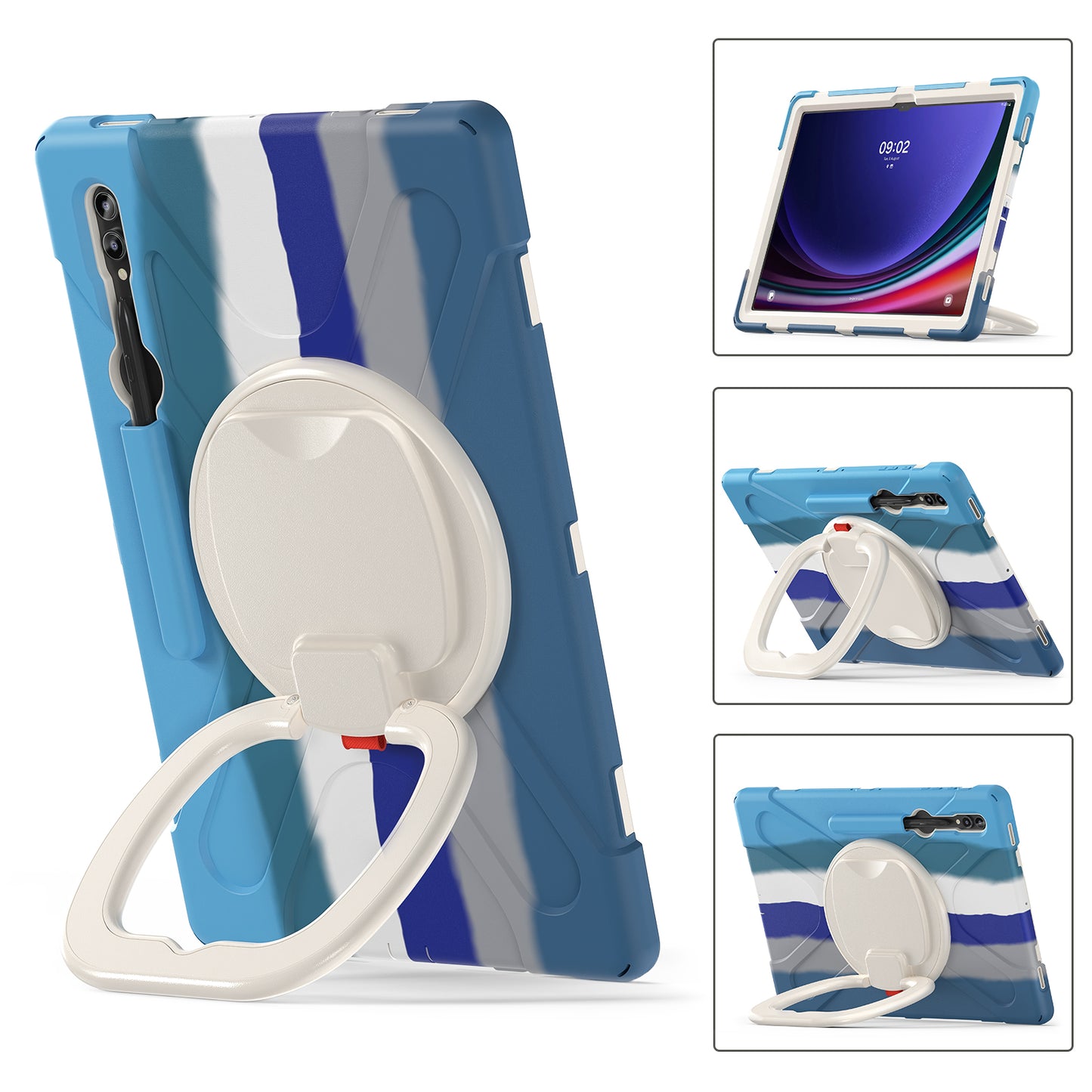 For Samsung Galaxy Tab S9 Ultra X910 / S8 Ultra X900 / X906 PC+ Silicone Tablet Case Drop-proof Rotating Kickstand Cover