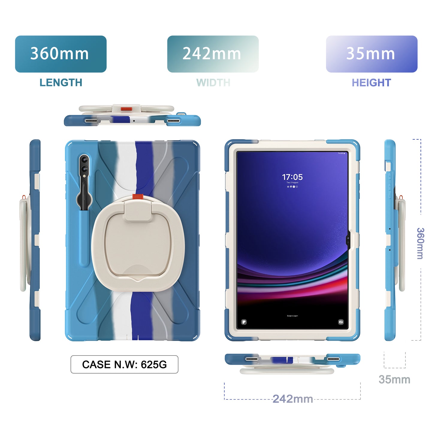 For Samsung Galaxy Tab S9 Ultra X910 / S8 Ultra X900 / X906 PC+ Silicone Tablet Case Drop-proof Rotating Kickstand Cover