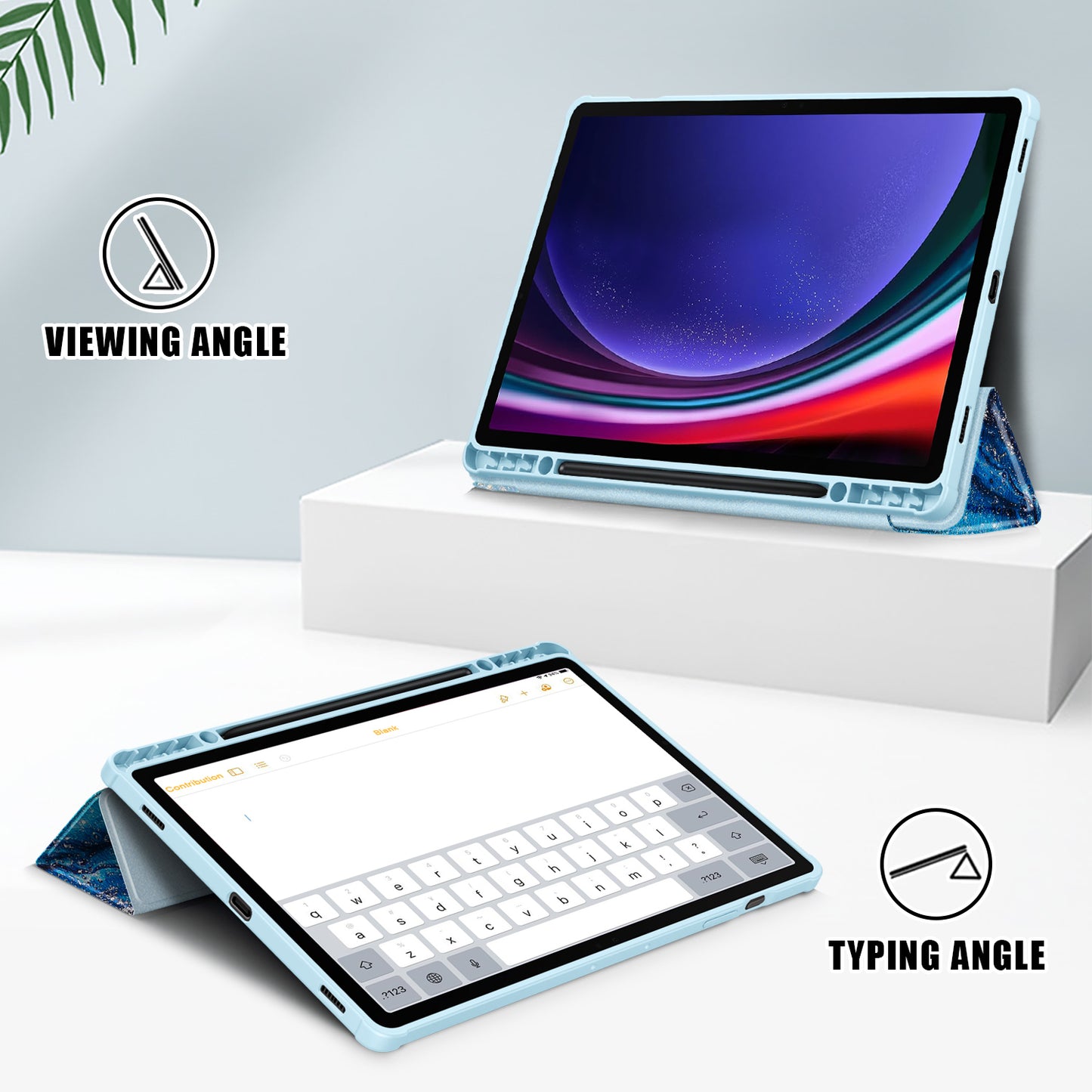 For Samsung Galaxy Tab S9+ (SM-X810 / SM-X816B / SM-X818U) Tablet Case TPU+Acrylic+PU Leather Cover with Tri-fold Stand
