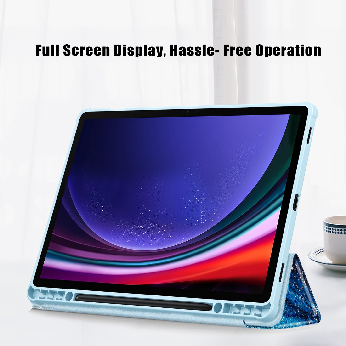 For Samsung Galaxy Tab S9+ (SM-X810 / SM-X816B / SM-X818U) Tablet Case TPU+Acrylic+PU Leather Cover with Tri-fold Stand