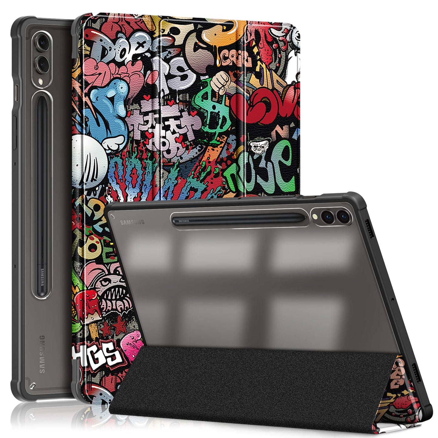 For Samsung Galaxy Tab S9+ (SM-X810 / SM-X816B / SM-X818U) Tablet Case TPU+Acrylic+PU Leather Cover with Tri-fold Stand