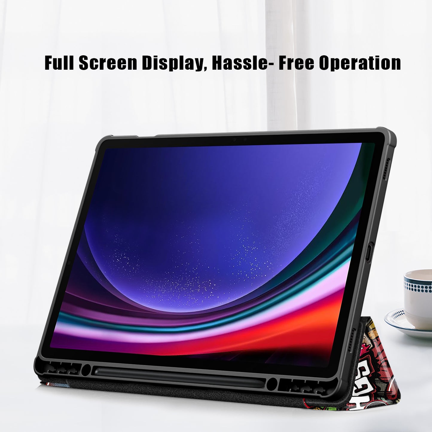For Samsung Galaxy Tab S9+ (SM-X810 / SM-X816B / SM-X818U) Tablet Case TPU+Acrylic+PU Leather Cover with Tri-fold Stand