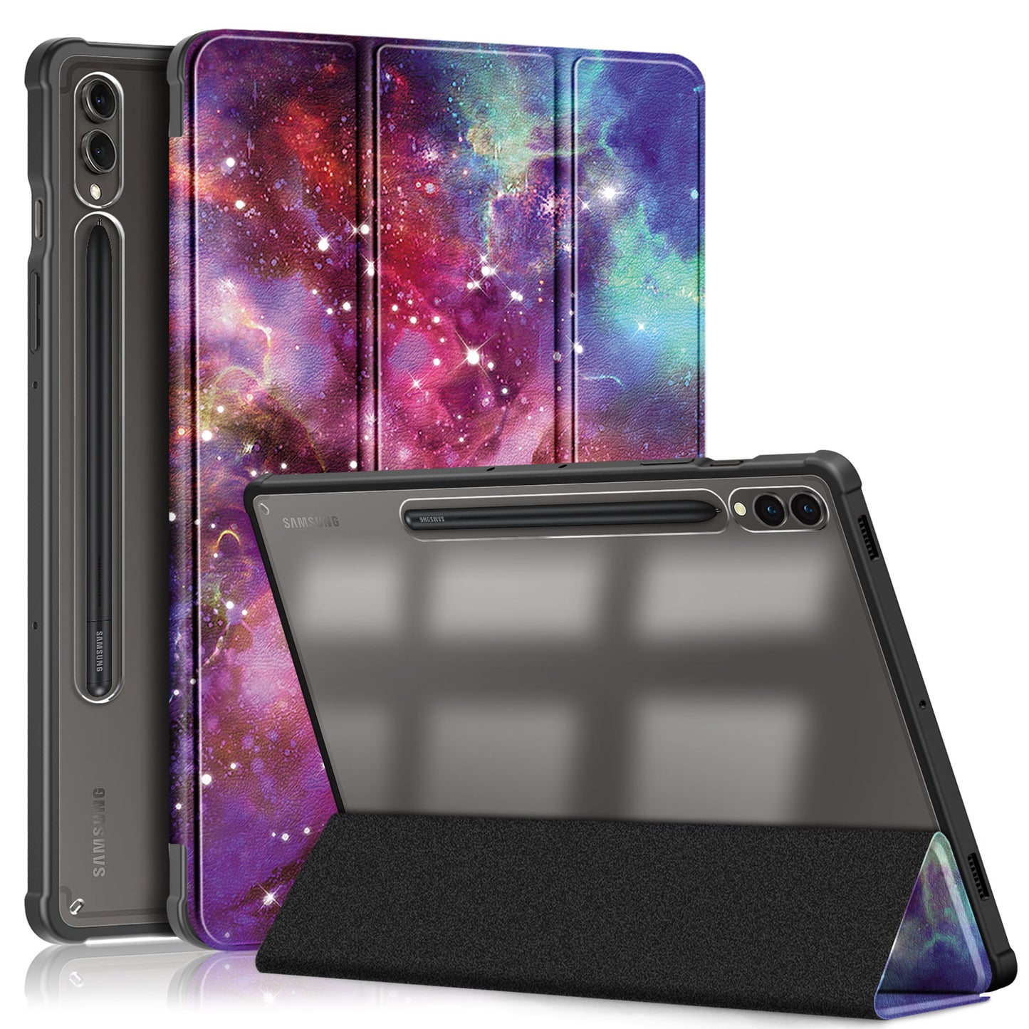 For Samsung Galaxy Tab S9+ (SM-X810 / SM-X816B / SM-X818U) Tablet Case TPU+Acrylic+PU Leather Cover with Tri-fold Stand