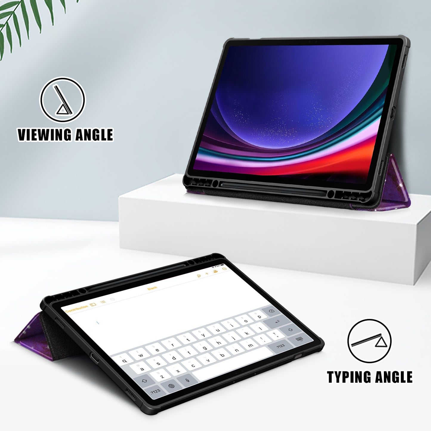 For Samsung Galaxy Tab S9+ (SM-X810 / SM-X816B / SM-X818U) Tablet Case TPU+Acrylic+PU Leather Cover with Tri-fold Stand