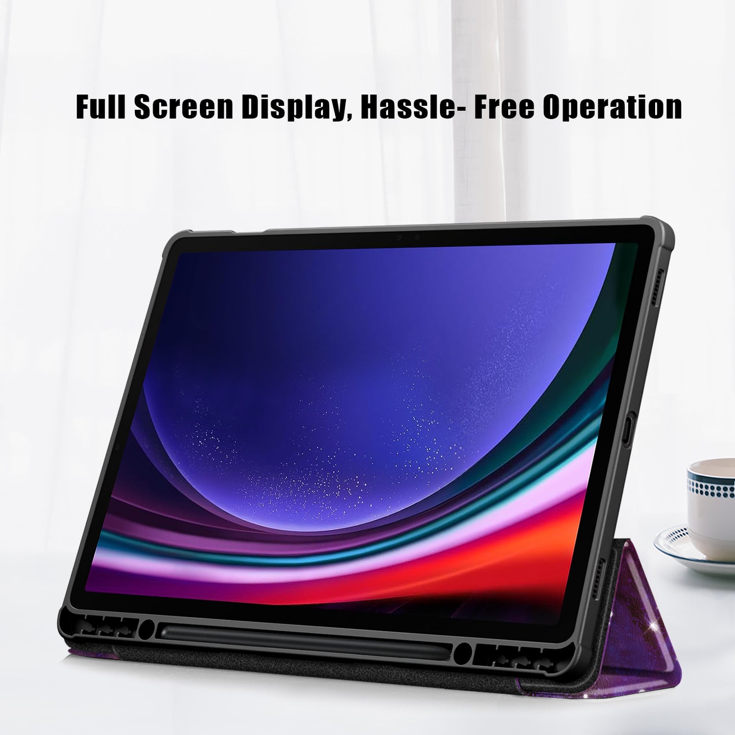 For Samsung Galaxy Tab S9+ (SM-X810 / SM-X816B / SM-X818U) Tablet Case TPU+Acrylic+PU Leather Cover with Tri-fold Stand