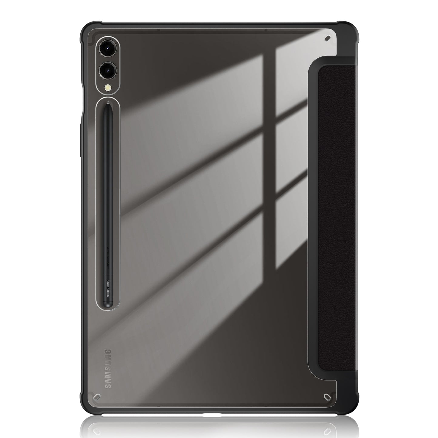 For Samsung Galaxy Tab S9+ (SM-X810 / SM-X816B / SM-X818U) Tablet Case TPU+Acrylic+PU Leather Cover with Tri-fold Stand