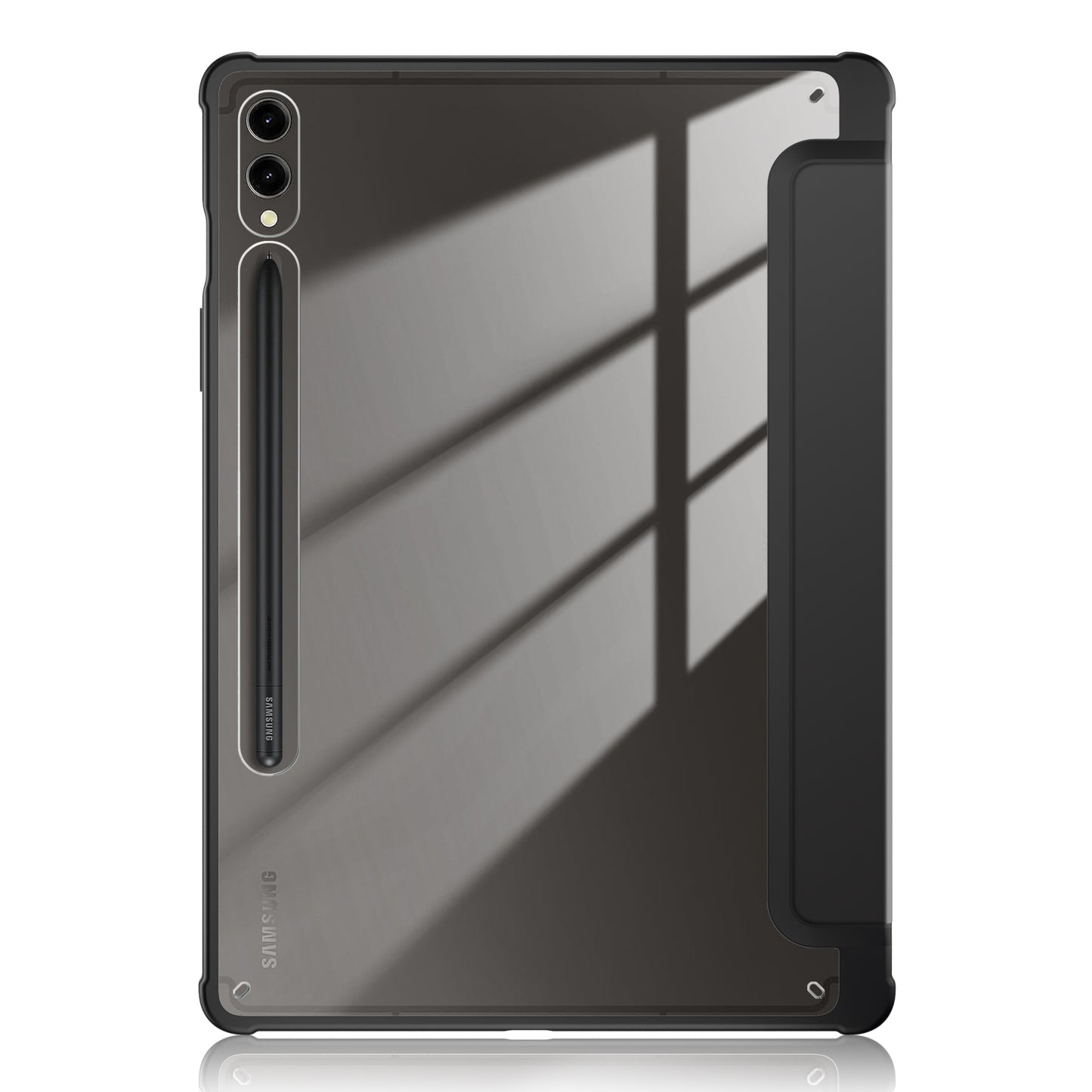 For Samsung Galaxy Tab S9+ (SM-X810 / SM-X816B / SM-X818U) Pen Slot Tablet Case Tri-fold Stand TPU+Acrylic+PU Leather Cover
