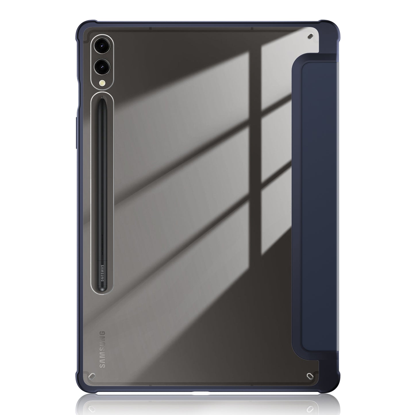 For Samsung Galaxy Tab S9+ (SM-X810 / SM-X816B / SM-X818U) Pen Slot Tablet Case Tri-fold Stand TPU+Acrylic+PU Leather Cover