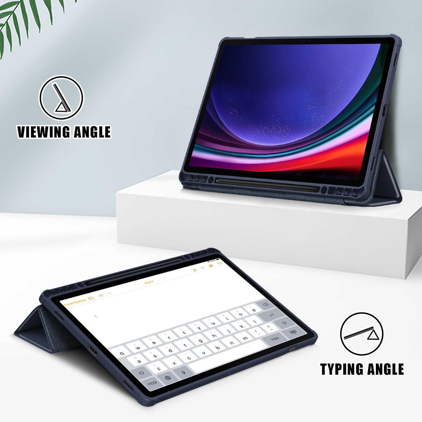 For Samsung Galaxy Tab S9+ (SM-X810 / SM-X816B / SM-X818U) Pen Slot Tablet Case Tri-fold Stand TPU+Acrylic+PU Leather Cover