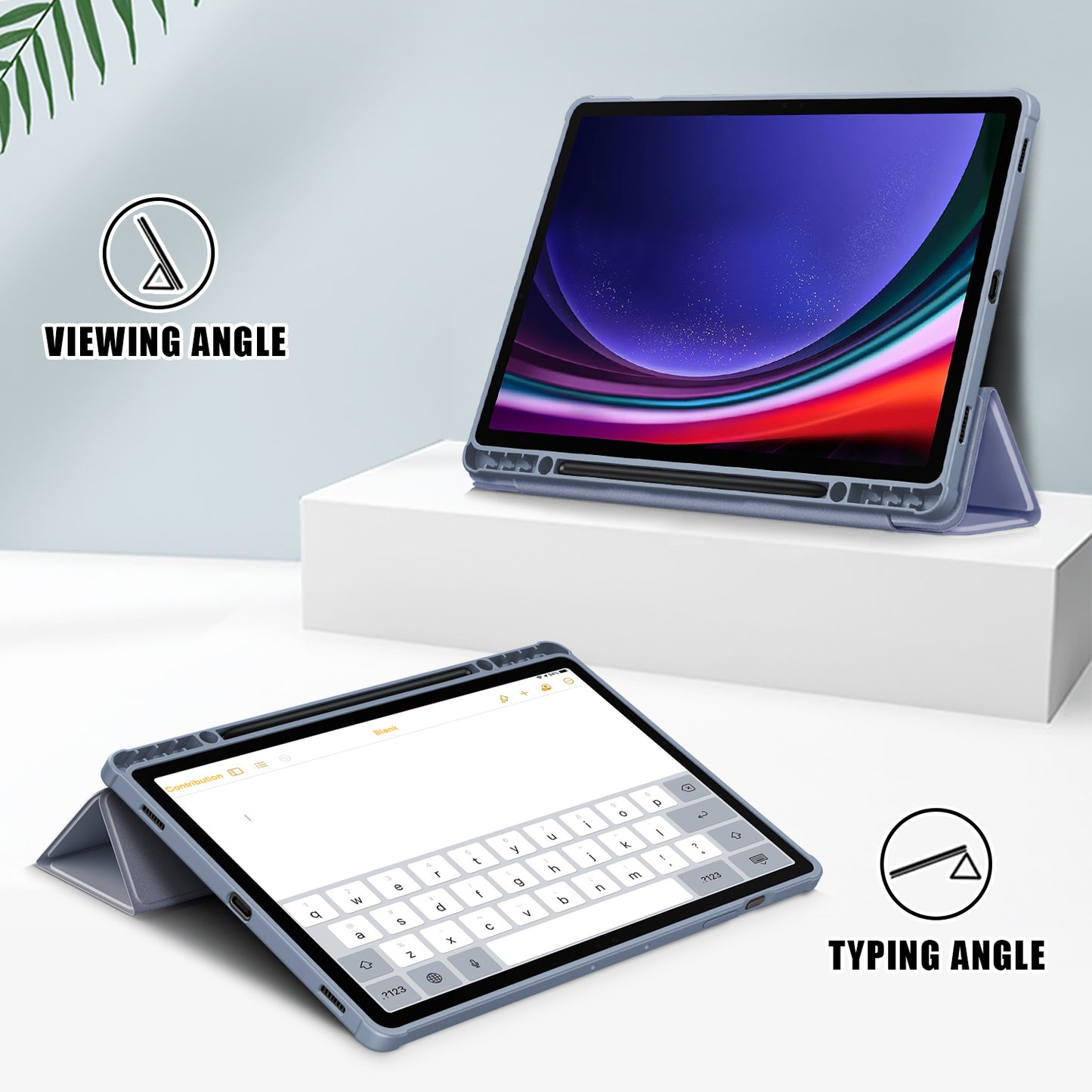 For Samsung Galaxy Tab S9+ (SM-X810 / SM-X816B / SM-X818U) Pen Slot Tablet Case Tri-fold Stand TPU+Acrylic+PU Leather Cover