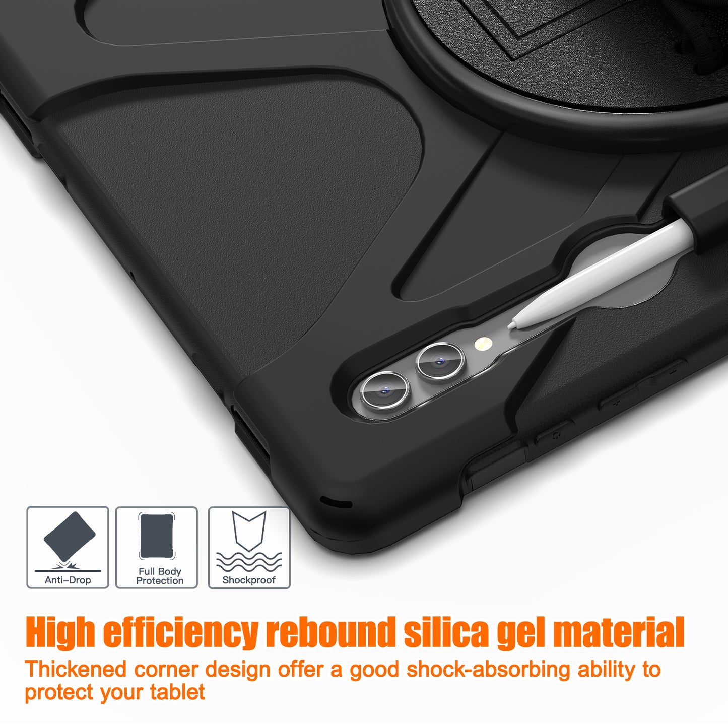 For Samsung Galaxy Tab S9 Ultra X910 / S8 Ultra X900 / X906 PC+Silicone Kickstand Tablet Case with Hand Band
