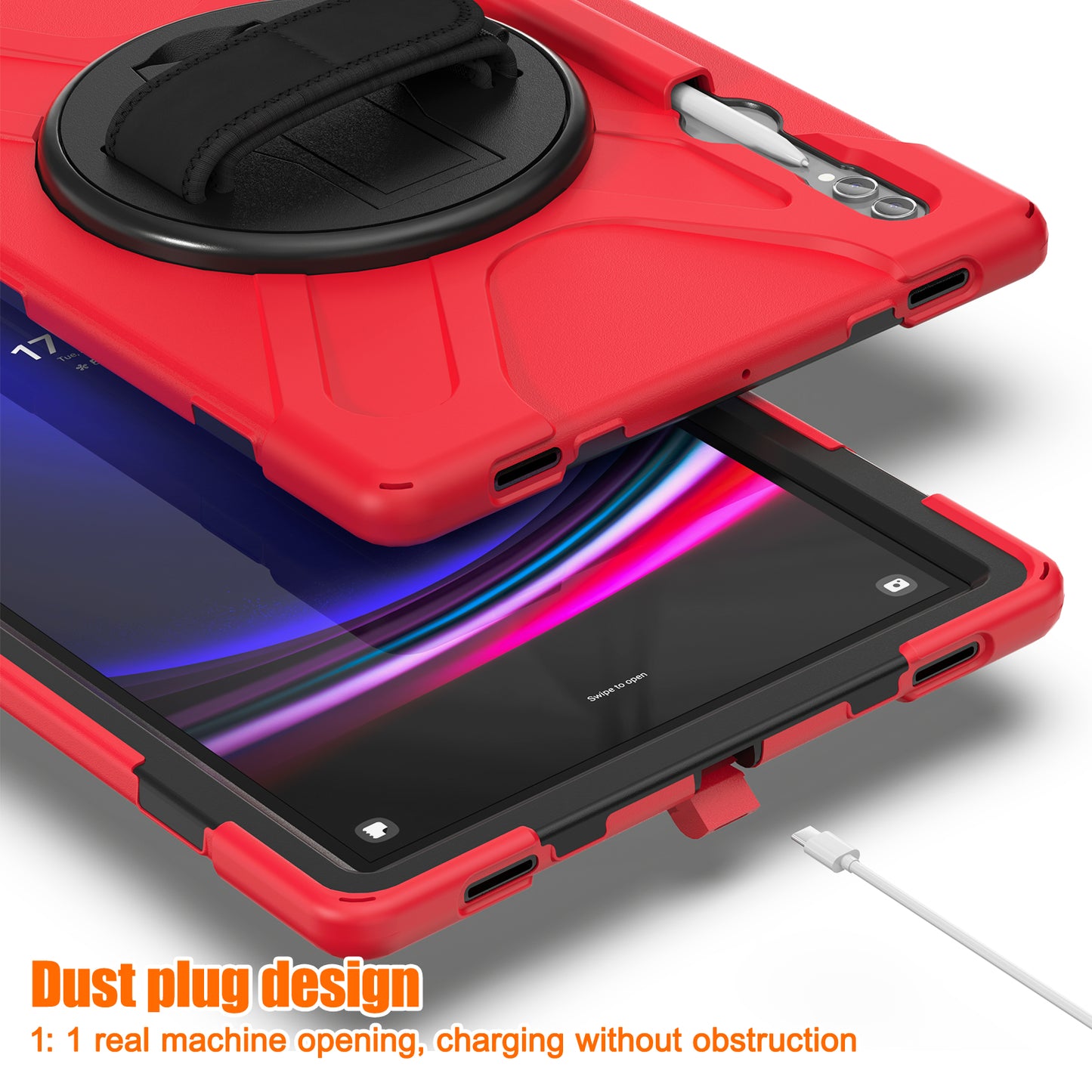 For Samsung Galaxy Tab S9 Ultra X910 / S8 Ultra X900 / X906 PC+Silicone Kickstand Tablet Case with Hand Band