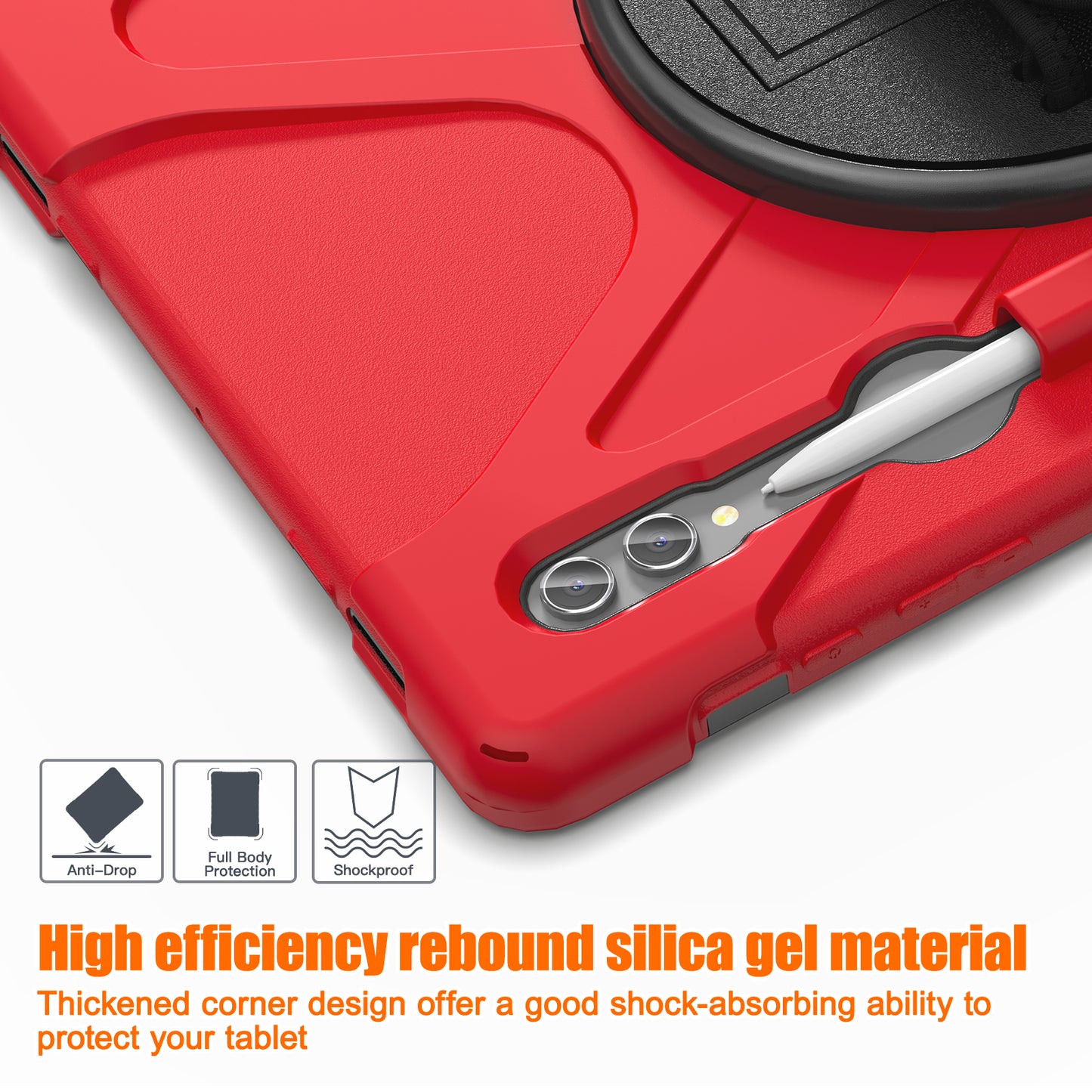 For Samsung Galaxy Tab S9 Ultra X910 / S8 Ultra X900 / X906 PC+Silicone Kickstand Tablet Case with Hand Band