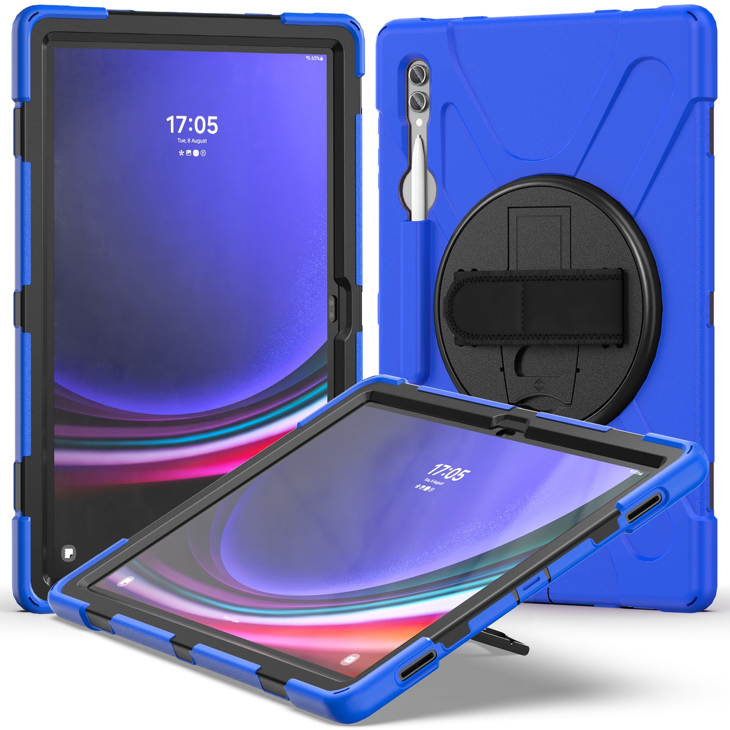 For Samsung Galaxy Tab S9 Ultra X910 / S8 Ultra X900 / X906 PC+Silicone Kickstand Tablet Case with Hand Band