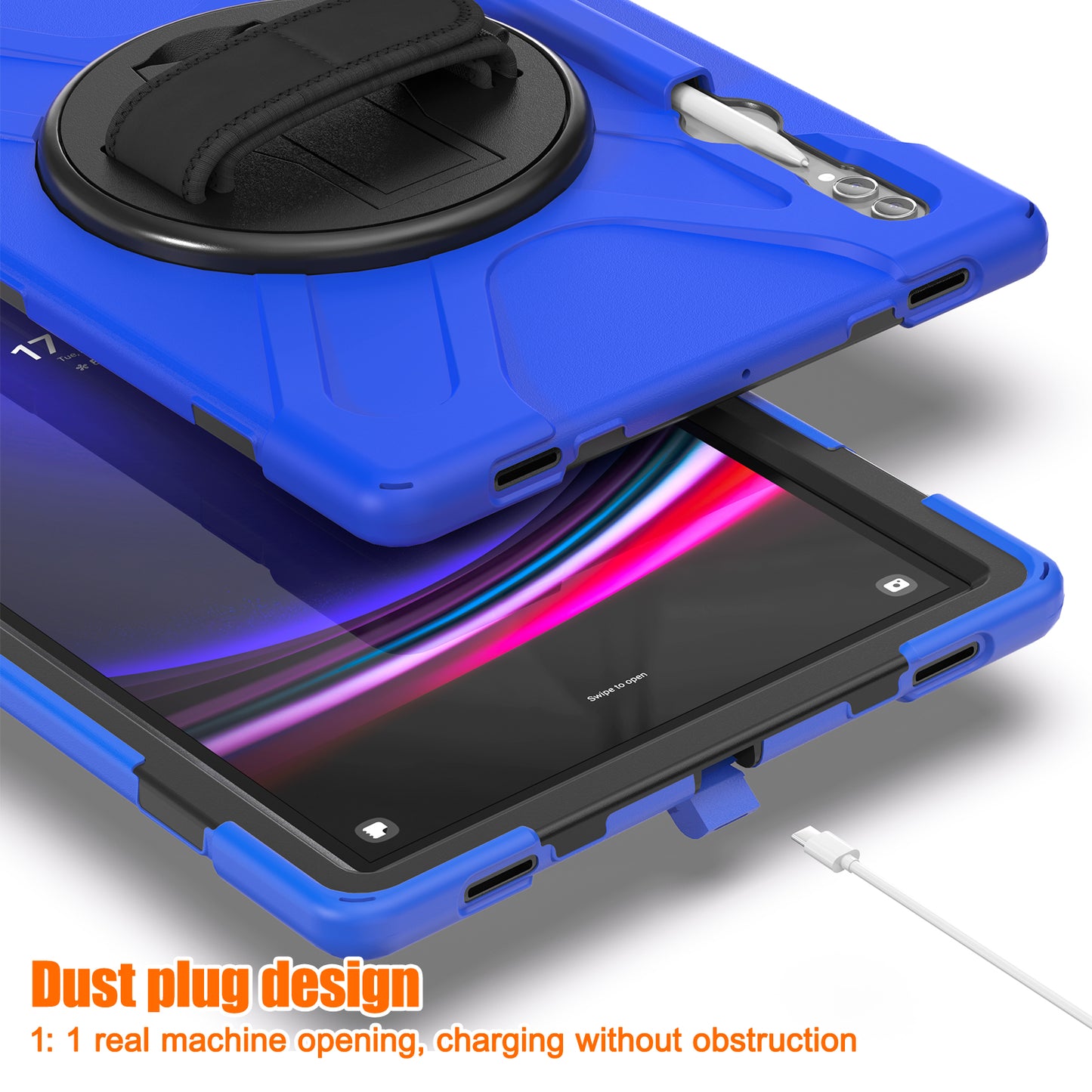 For Samsung Galaxy Tab S9 Ultra X910 / S8 Ultra X900 / X906 PC+Silicone Kickstand Tablet Case with Hand Band