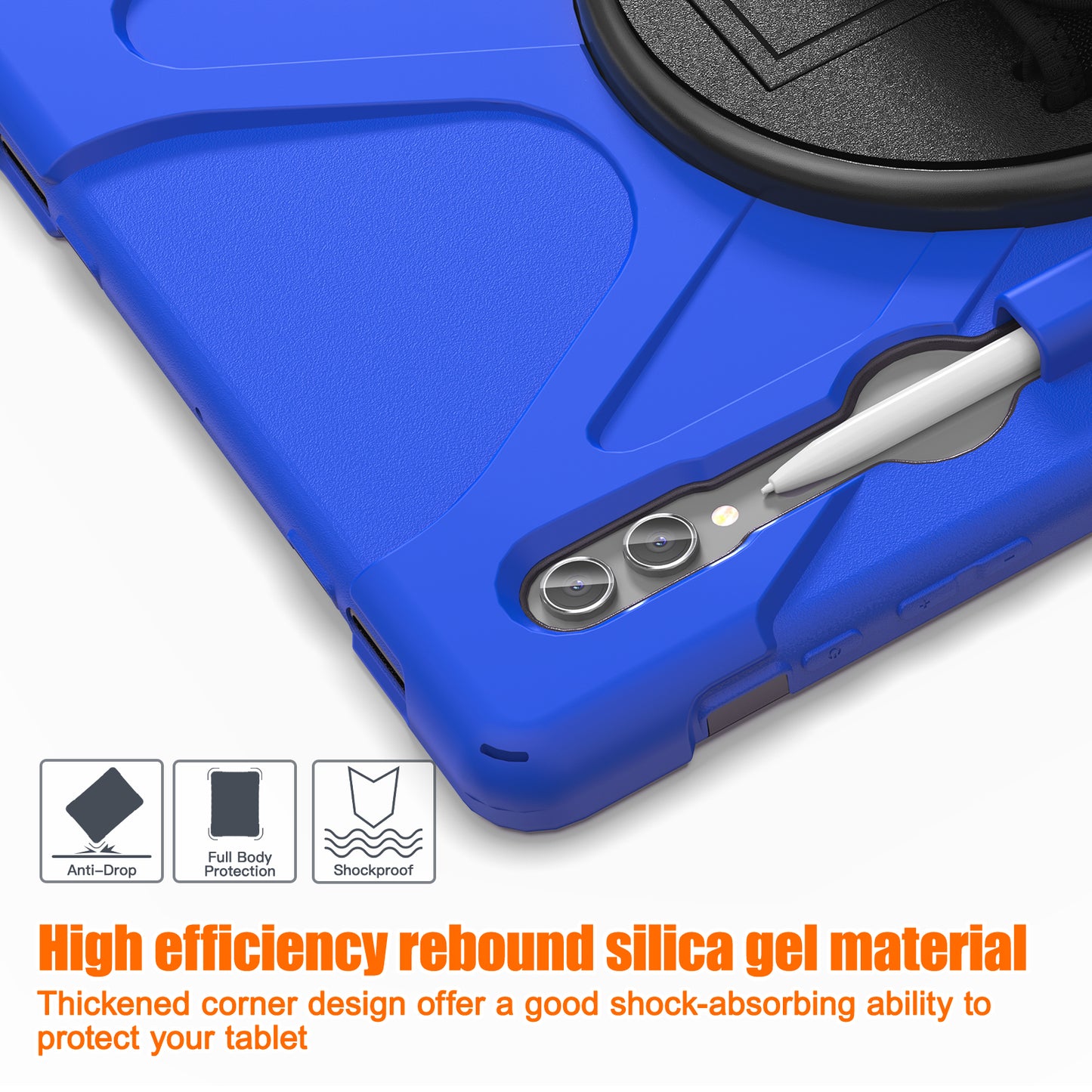 For Samsung Galaxy Tab S9 Ultra X910 / S8 Ultra X900 / X906 PC+Silicone Kickstand Tablet Case with Hand Band