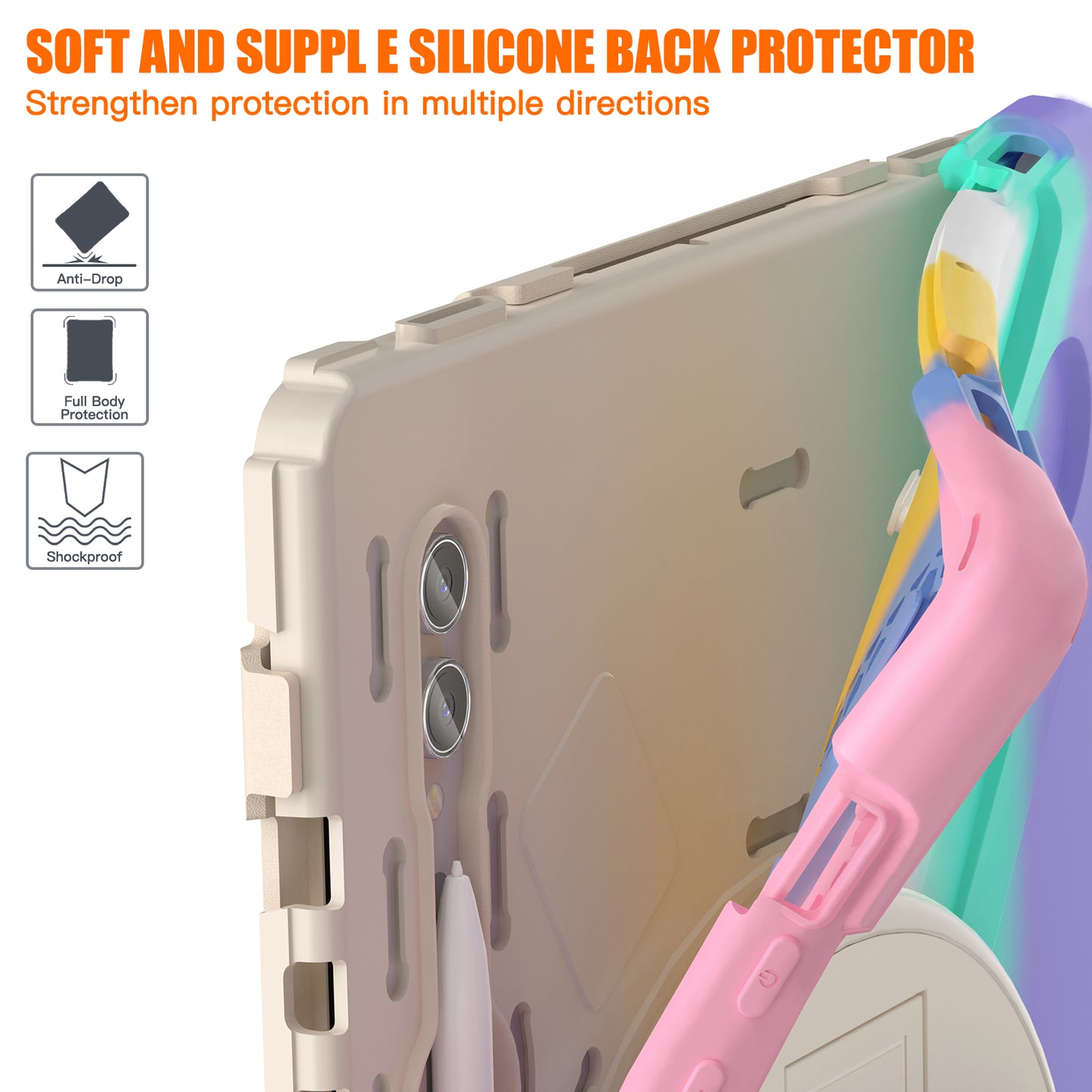 For Samsung Galaxy Tab S9 Ultra X910 / S8 Ultra X900 / X906 PC+Silicone Kickstand Tablet Case with Hand Band