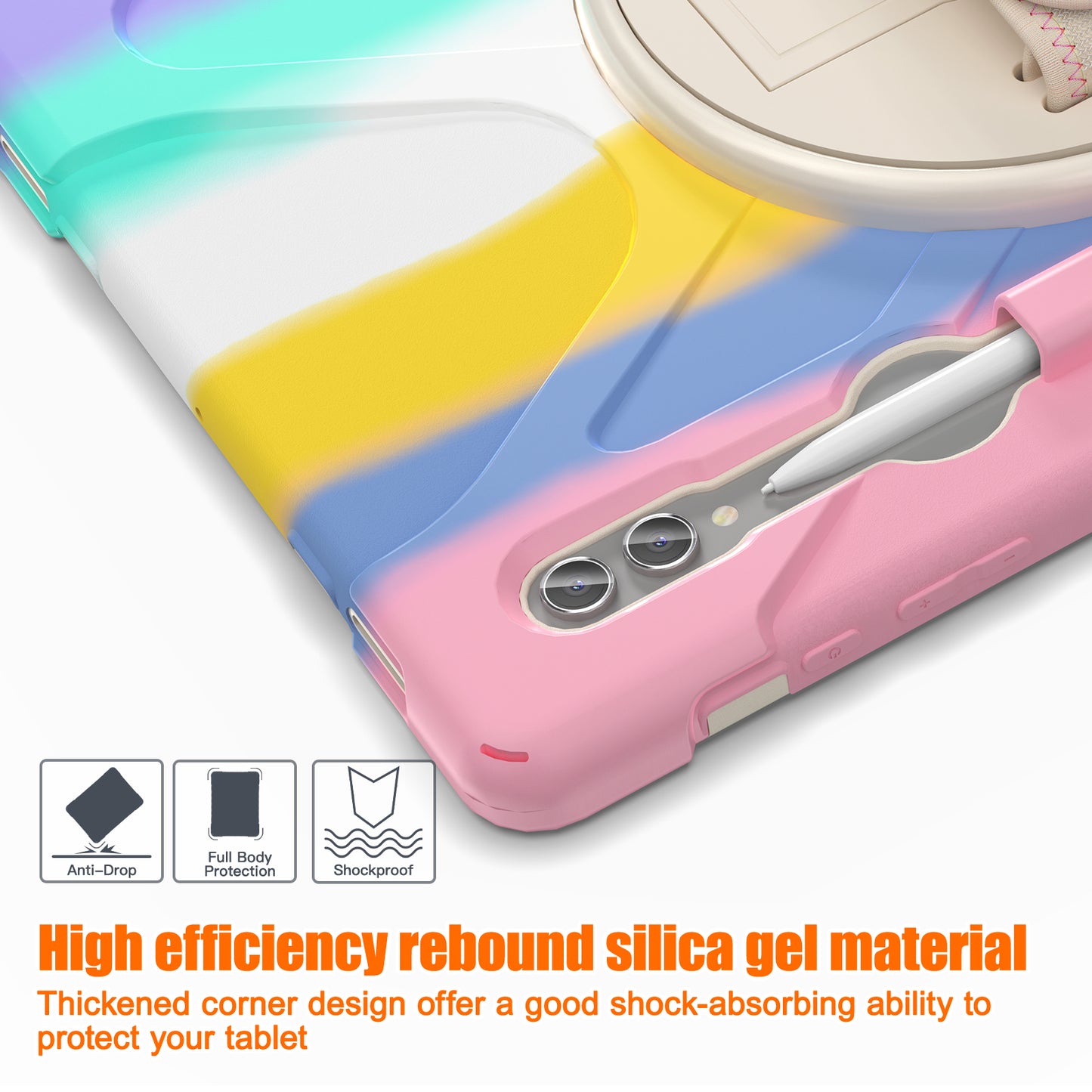 For Samsung Galaxy Tab S9 Ultra X910 / S8 Ultra X900 / X906 PC+Silicone Kickstand Tablet Case with Hand Band