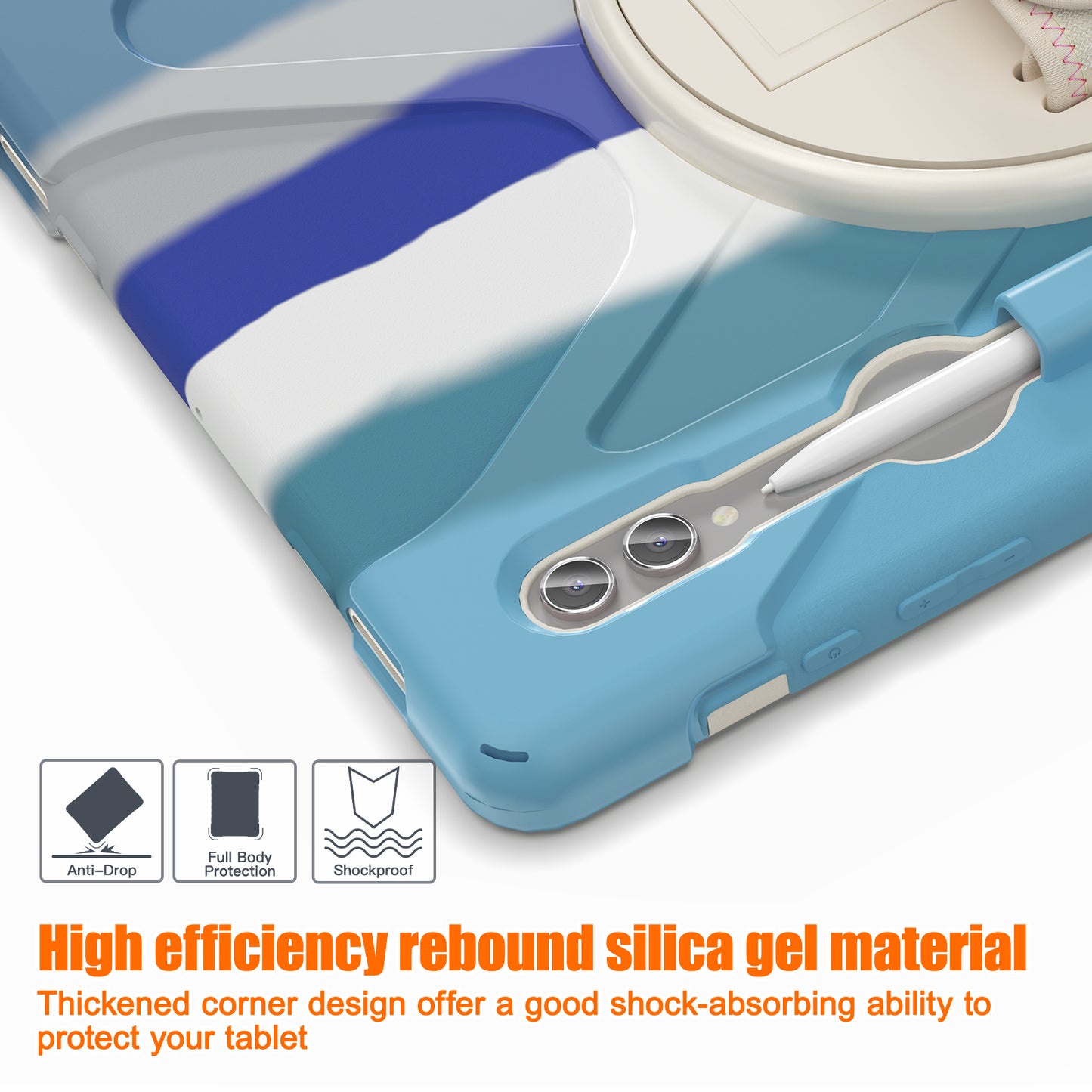 For Samsung Galaxy Tab S9 Ultra X910 / S8 Ultra X900 / X906 PC+Silicone Kickstand Tablet Case with Hand Band