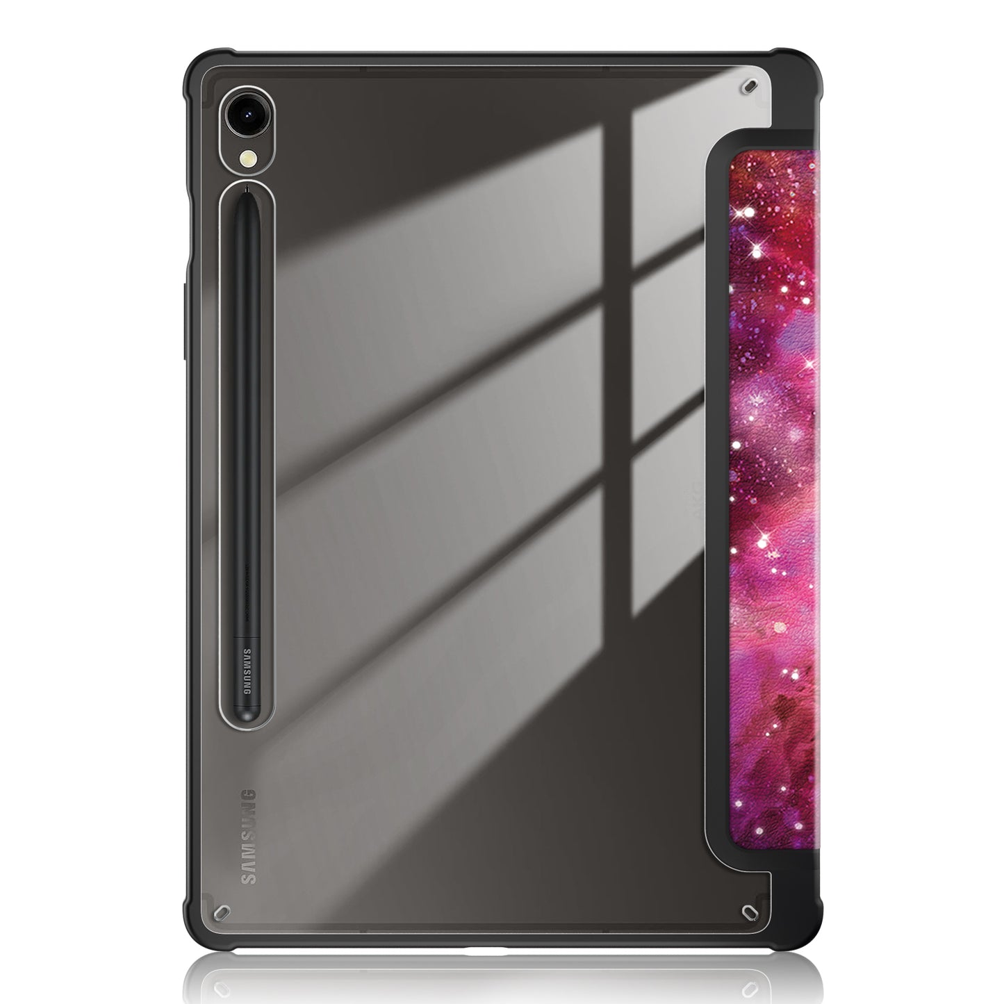For Samsung Galaxy Tab S9 (SM-X710 / SM-X716B / SM-X718U) Tri-fold Stand Tablet Case Pattern Printing PU+TPU+Acrylic Protective Cover with Pen Slot