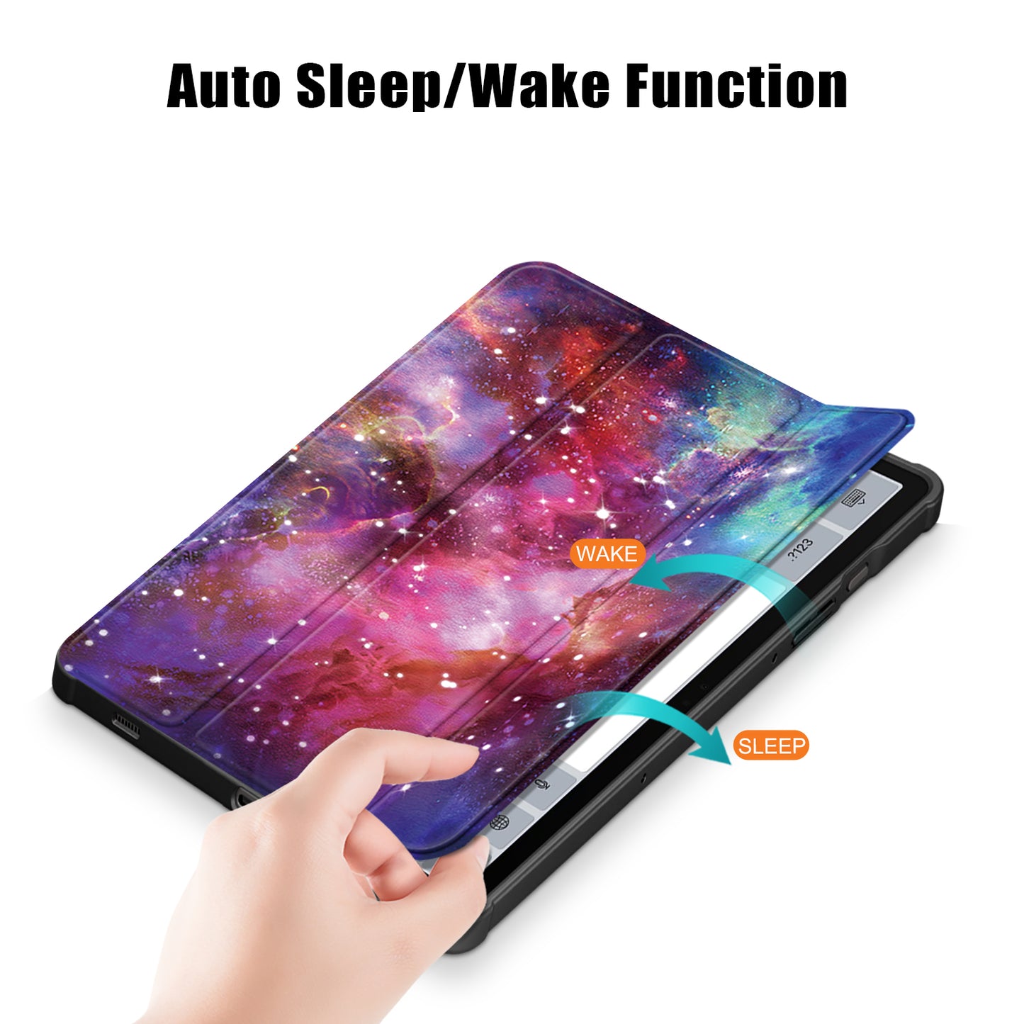 For Samsung Galaxy Tab S9 (SM-X710 / SM-X716B / SM-X718U) Tri-fold Stand Tablet Case Pattern Printing PU+TPU+Acrylic Protective Cover with Pen Slot
