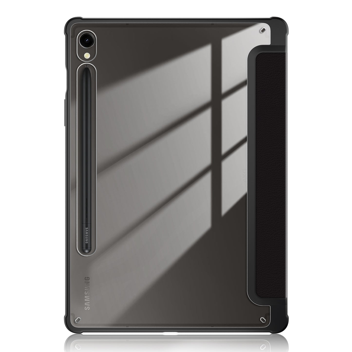 For Samsung Galaxy Tab S9 (SM-X710 / SM-X716B / SM-X718U) Tri-fold Stand Tablet Case Pattern Printing PU+TPU+Acrylic Protective Cover with Pen Slot