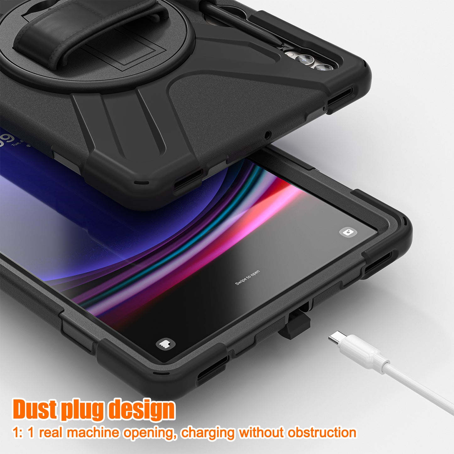 For Samsung Galaxy Tab S9 FE+ / S9+ / S8+ / S7 Wrist Strap Tablet Case Anti-scratch PC+Silicone Kickstand Cover