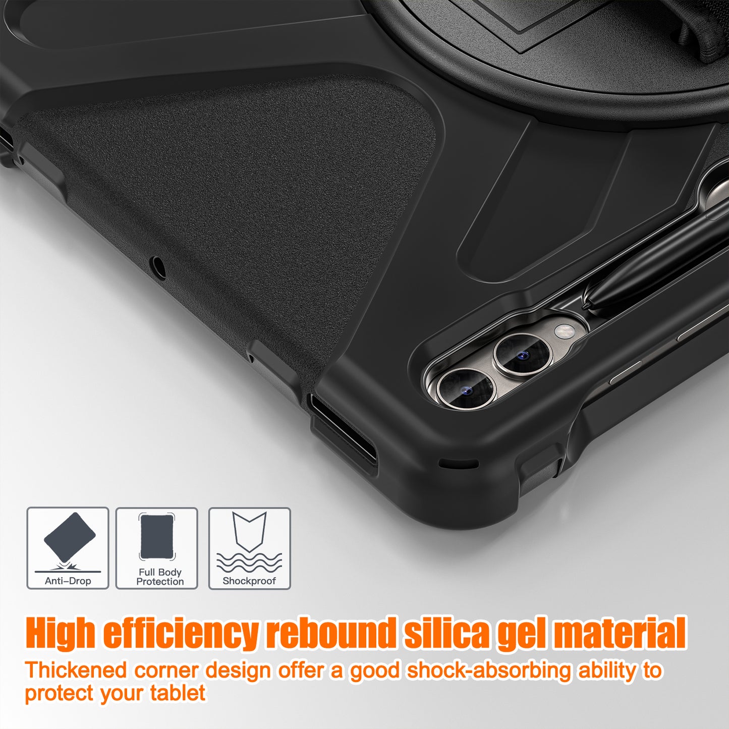 For Samsung Galaxy Tab S9 FE+ / S9+ / S8+ / S7 Wrist Strap Tablet Case Anti-scratch PC+Silicone Kickstand Cover