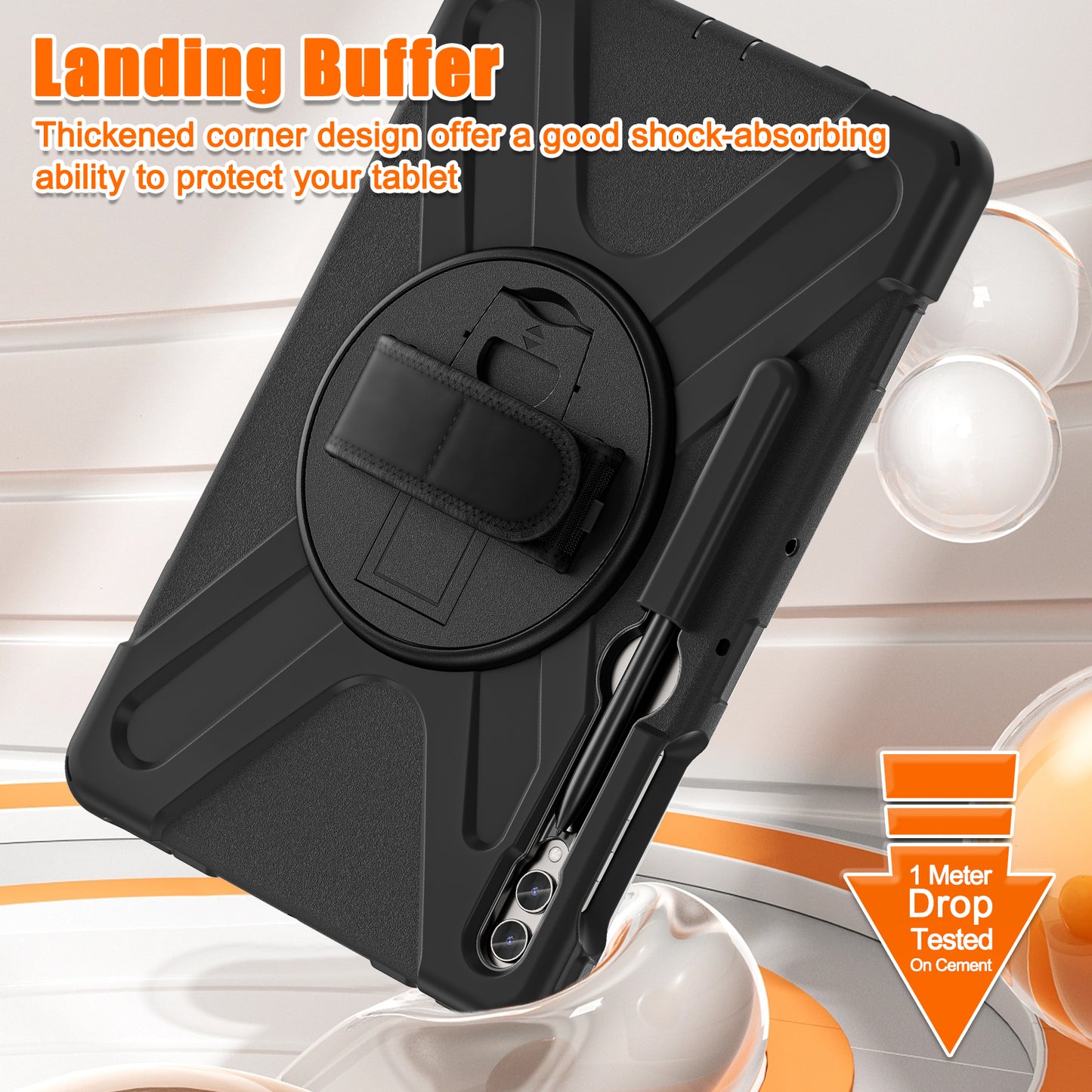 For Samsung Galaxy Tab S9 FE+ / S9+ / S8+ / S7 Wrist Strap Tablet Case Anti-scratch PC+Silicone Kickstand Cover