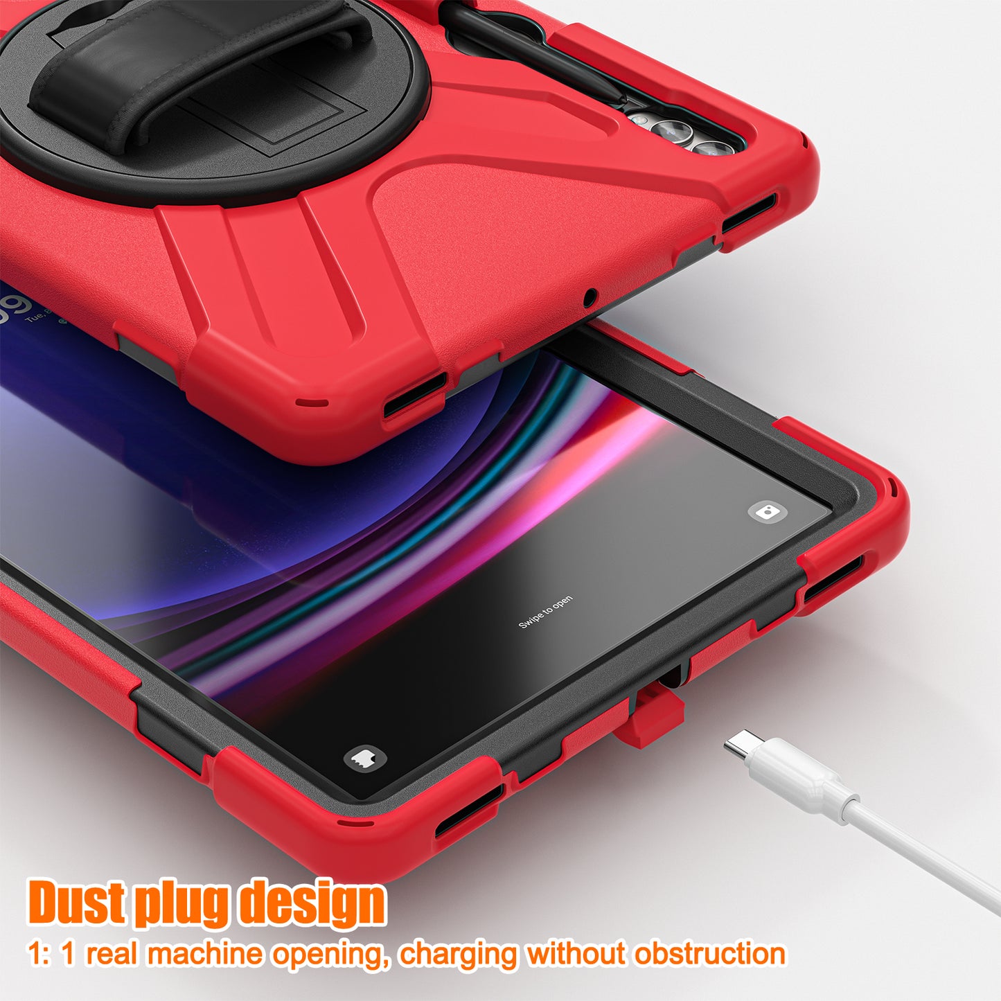 For Samsung Galaxy Tab S9 FE+ / S9+ / S8+ / S7 Wrist Strap Tablet Case Anti-scratch PC+Silicone Kickstand Cover
