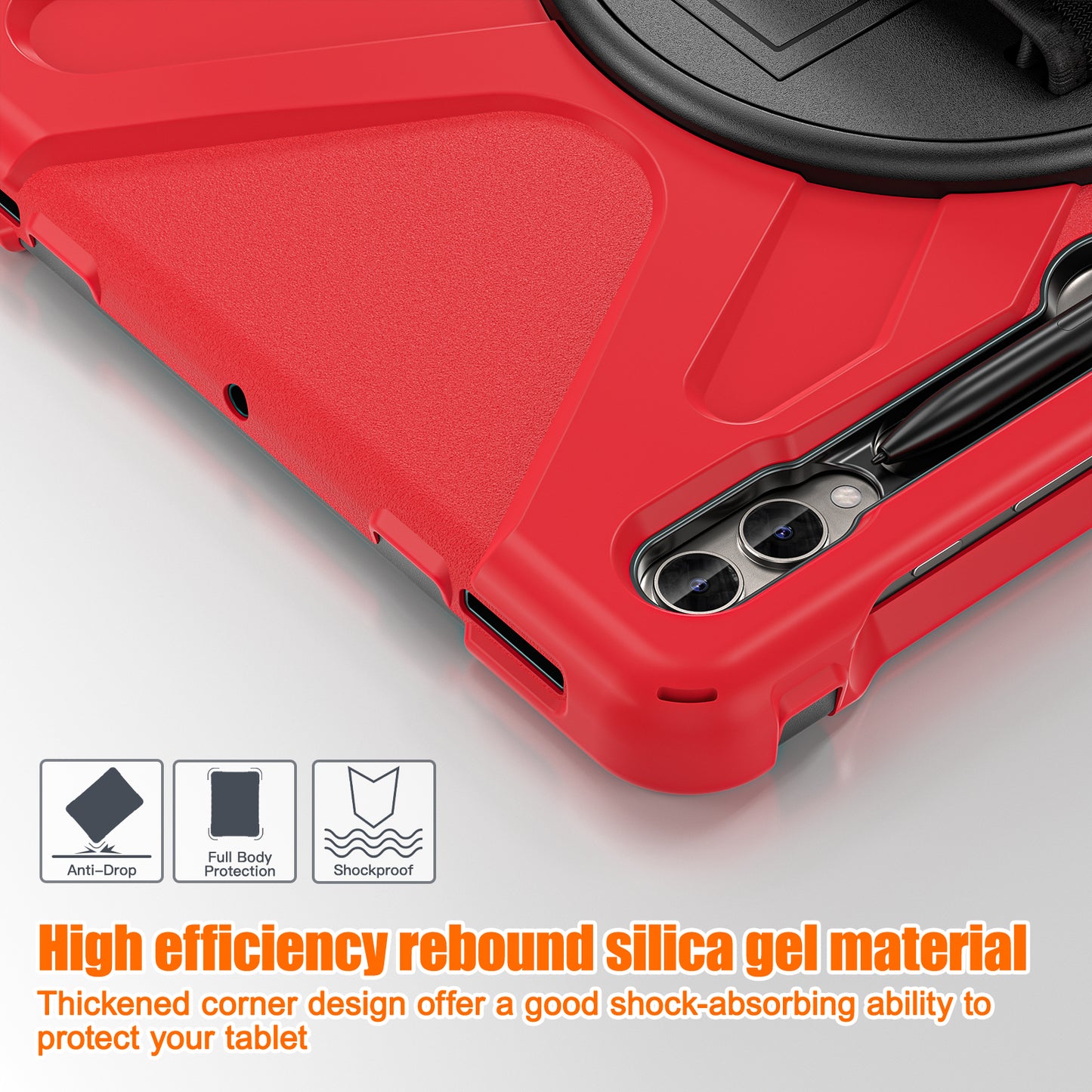 For Samsung Galaxy Tab S9 FE+ / S9+ / S8+ / S7 Wrist Strap Tablet Case Anti-scratch PC+Silicone Kickstand Cover