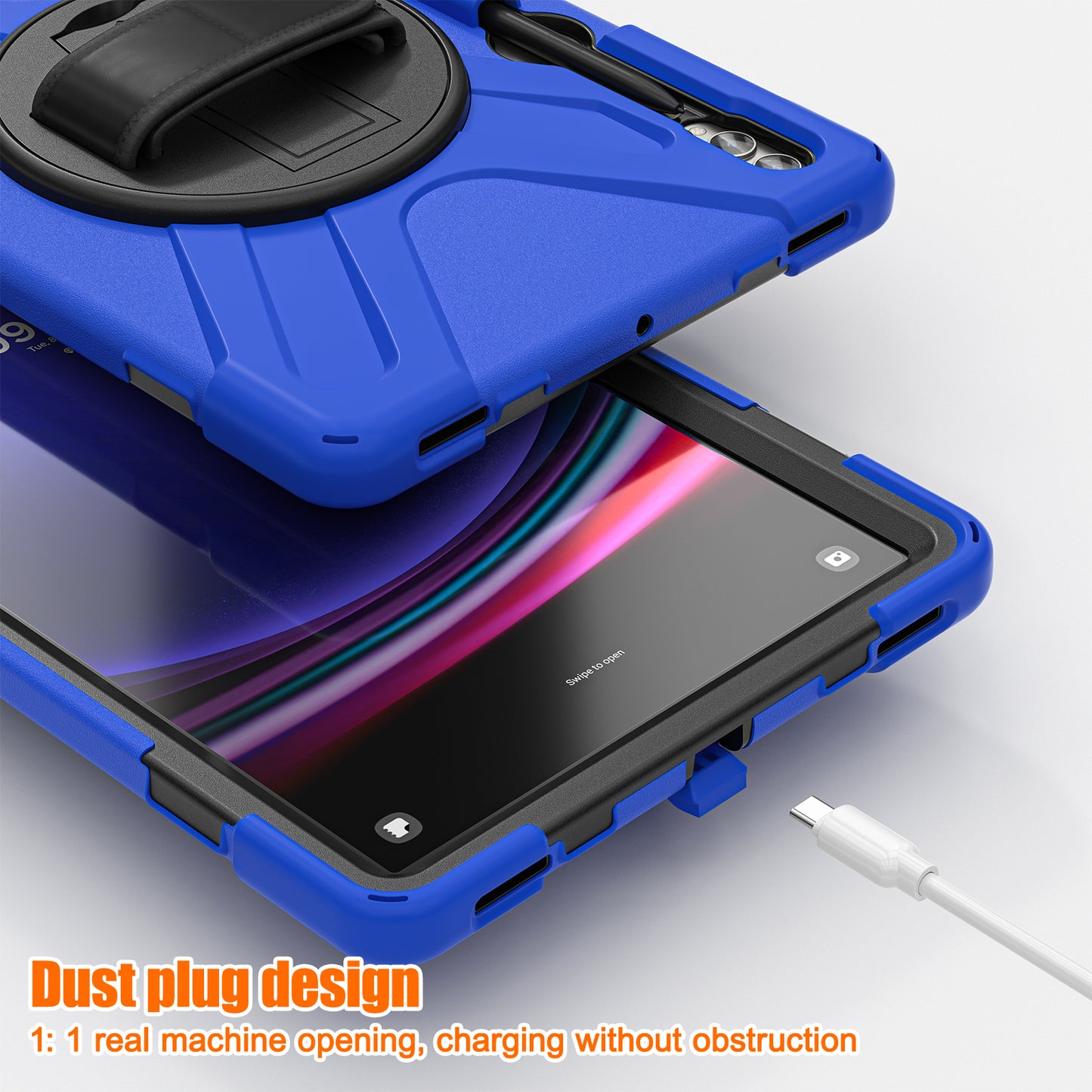 For Samsung Galaxy Tab S9 FE+ / S9+ / S8+ / S7 Wrist Strap Tablet Case Anti-scratch PC+Silicone Kickstand Cover