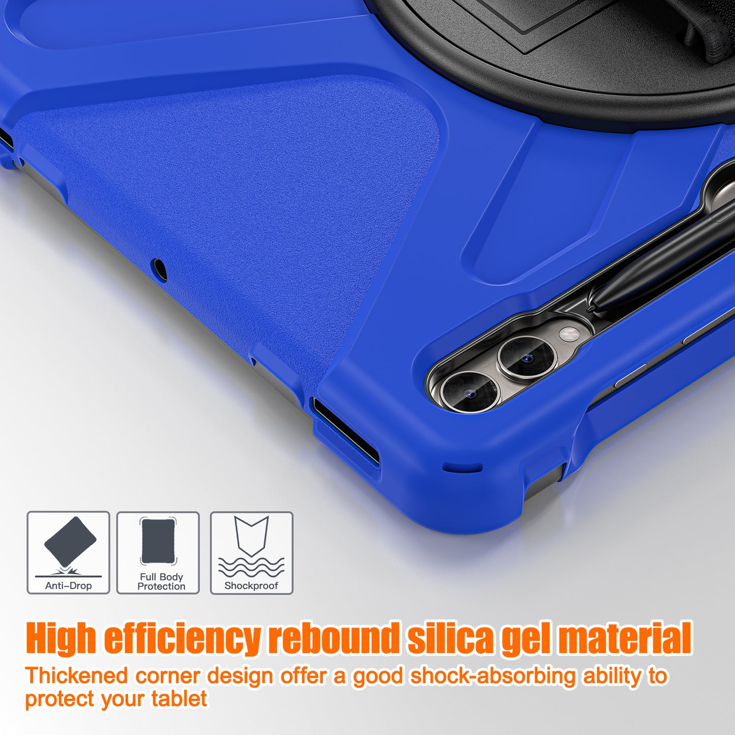 For Samsung Galaxy Tab S9 FE+ / S9+ / S8+ / S7 Wrist Strap Tablet Case Anti-scratch PC+Silicone Kickstand Cover