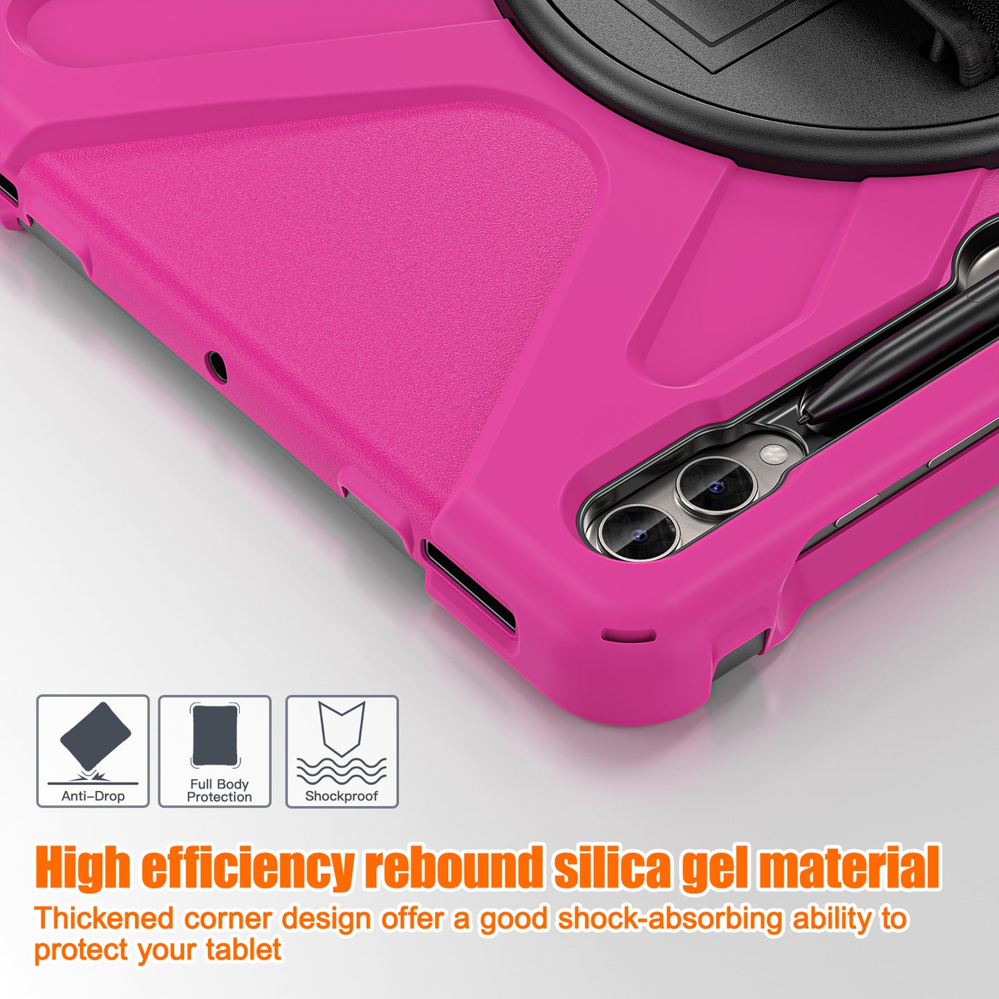 For Samsung Galaxy Tab S9 FE+ / S9+ / S8+ / S7 Wrist Strap Tablet Case Anti-scratch PC+Silicone Kickstand Cover