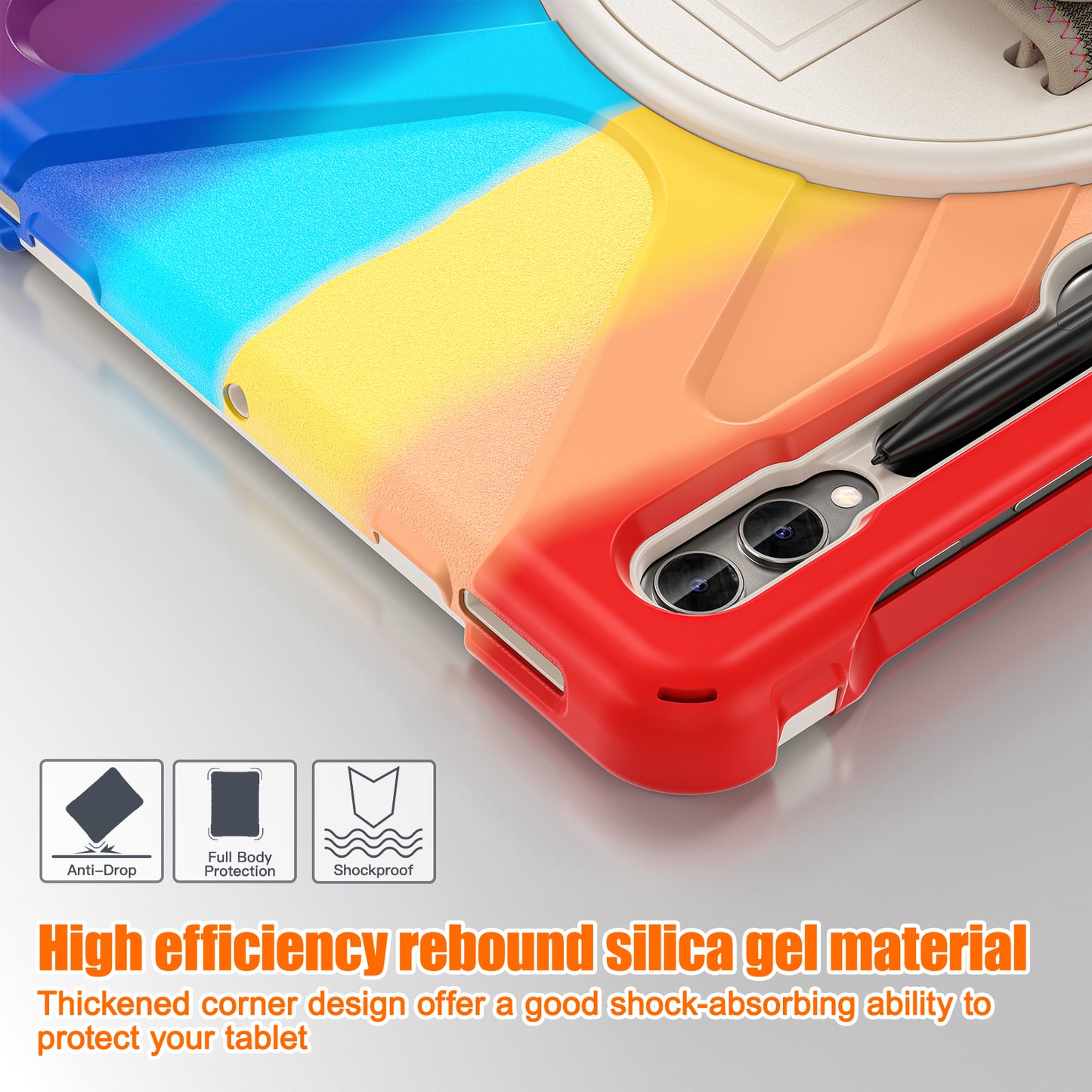 For Samsung Galaxy Tab S9 FE+ / S9+ / S8+ / S7 Wrist Strap Tablet Case Anti-scratch PC+Silicone Kickstand Cover