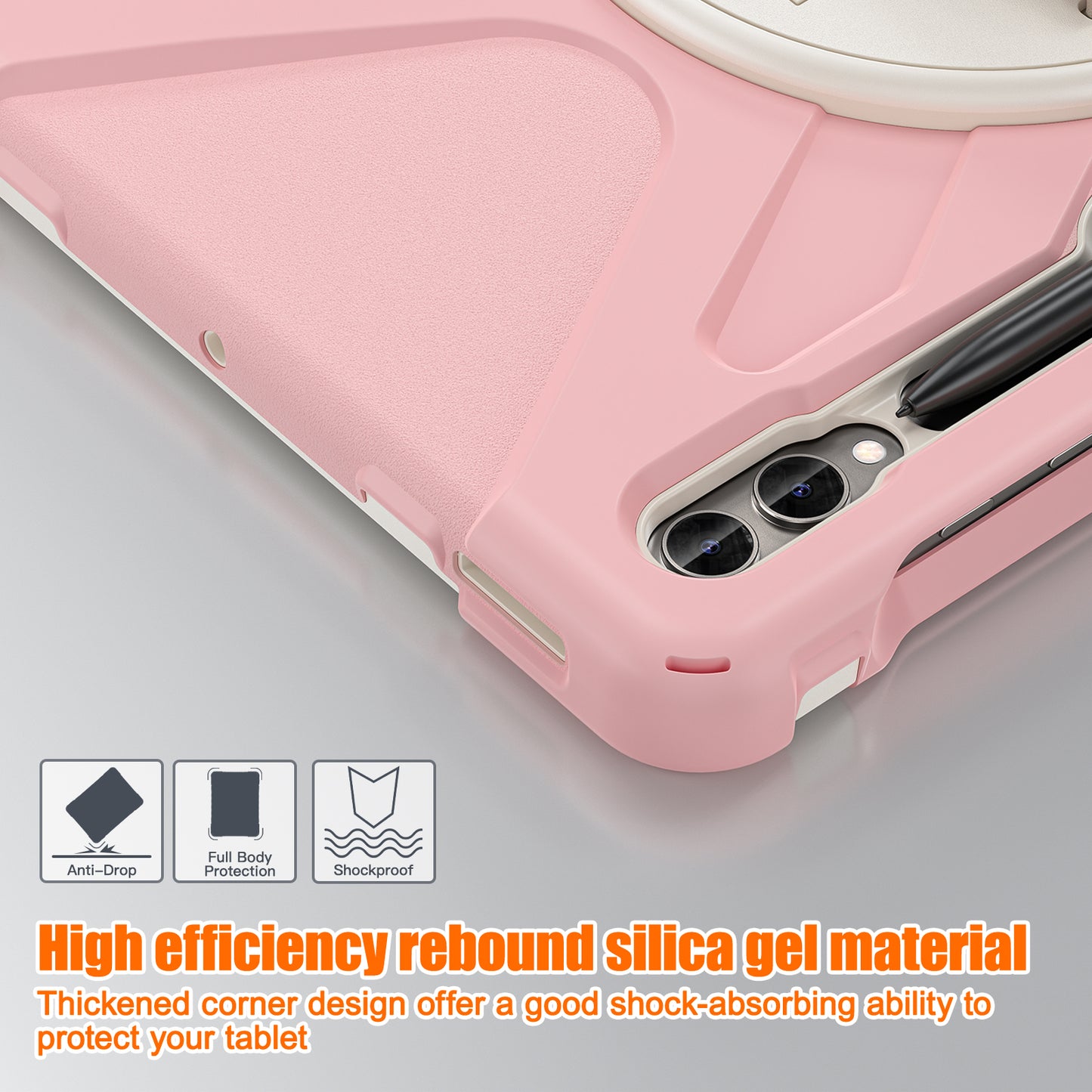 For Samsung Galaxy Tab S9 FE+ / S9+ / S8+ / S7 Wrist Strap Tablet Case Anti-scratch PC+Silicone Kickstand Cover